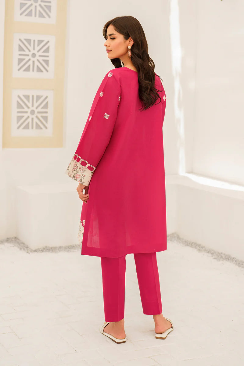 Back view of the Baroque barbie pink embroidered suit, highlighting fine detailing – a must-have for those seeking Pakistani suits online Canada.