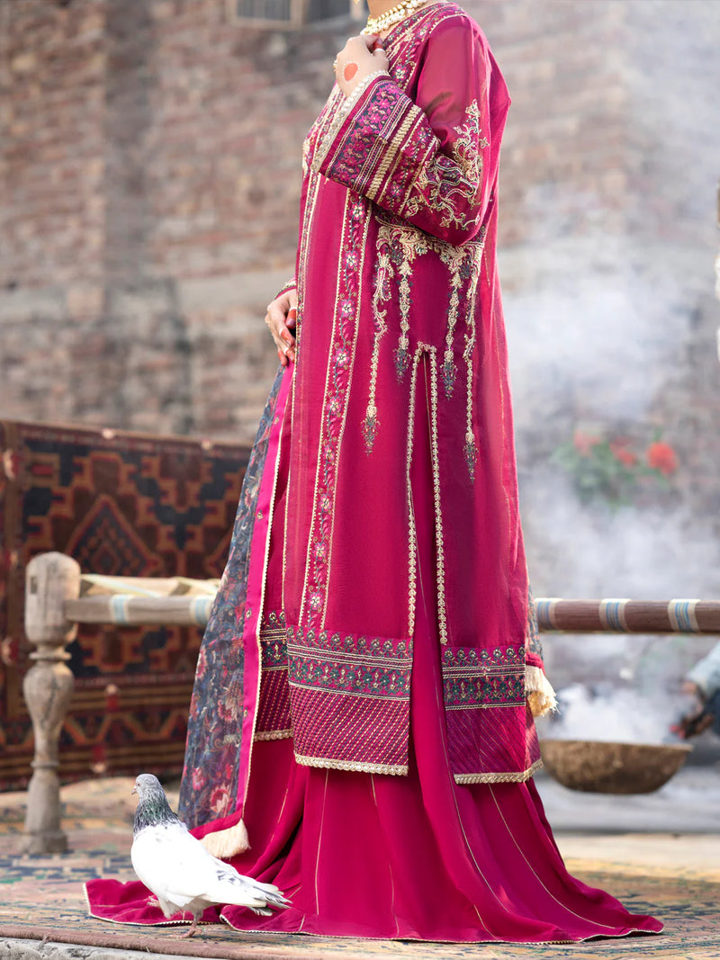 Fuchsia Khaddi Net 3 Piece Formal - ALM-78 - Tarz-e-Mashriq