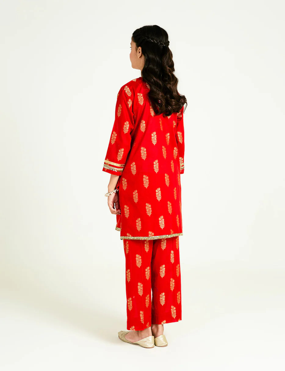 Back design of Beechtree’s jacquard embroidered suit – a luxurious addition to Pakistani suits online Canada for kids.