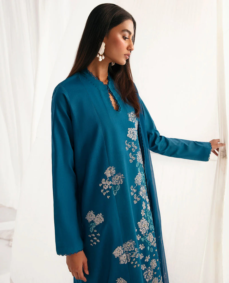 Brand Republic Womenswear - Ocean Blue Embroidered Lawn Outfit - REP-214 - Tarz-e-Mashriq