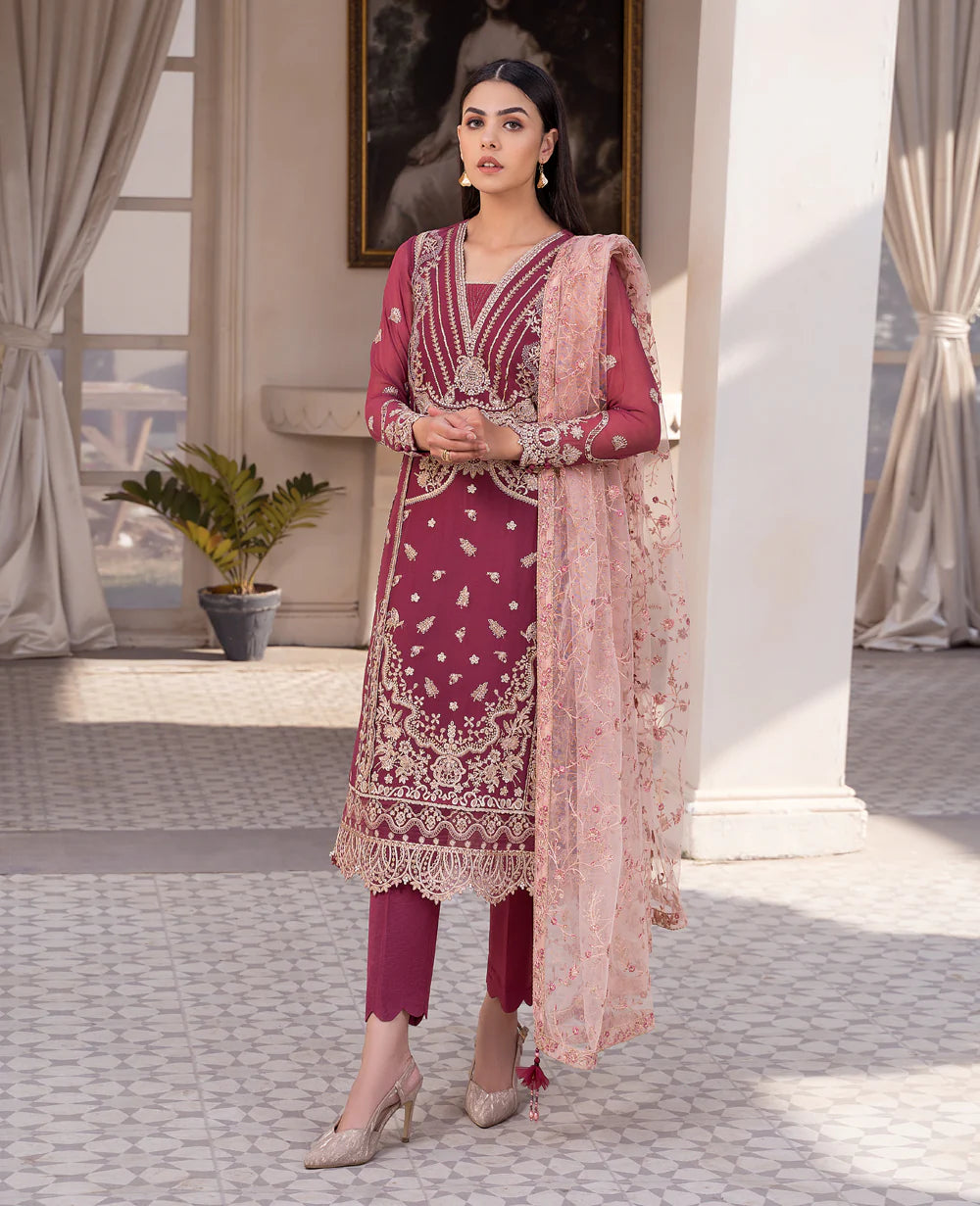 Shop Punjabi suits in Canada with this Xenia embroidered chiffon outfit, ideal for festive occasions and formal gatherings.