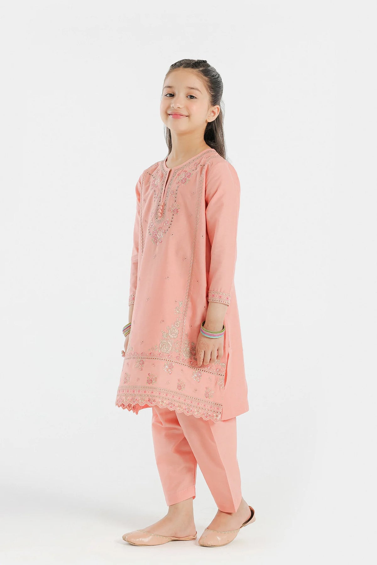 Ethnic - Elegant Embroidered 2 PC Lawn Tea Pink Suit - ETH-307