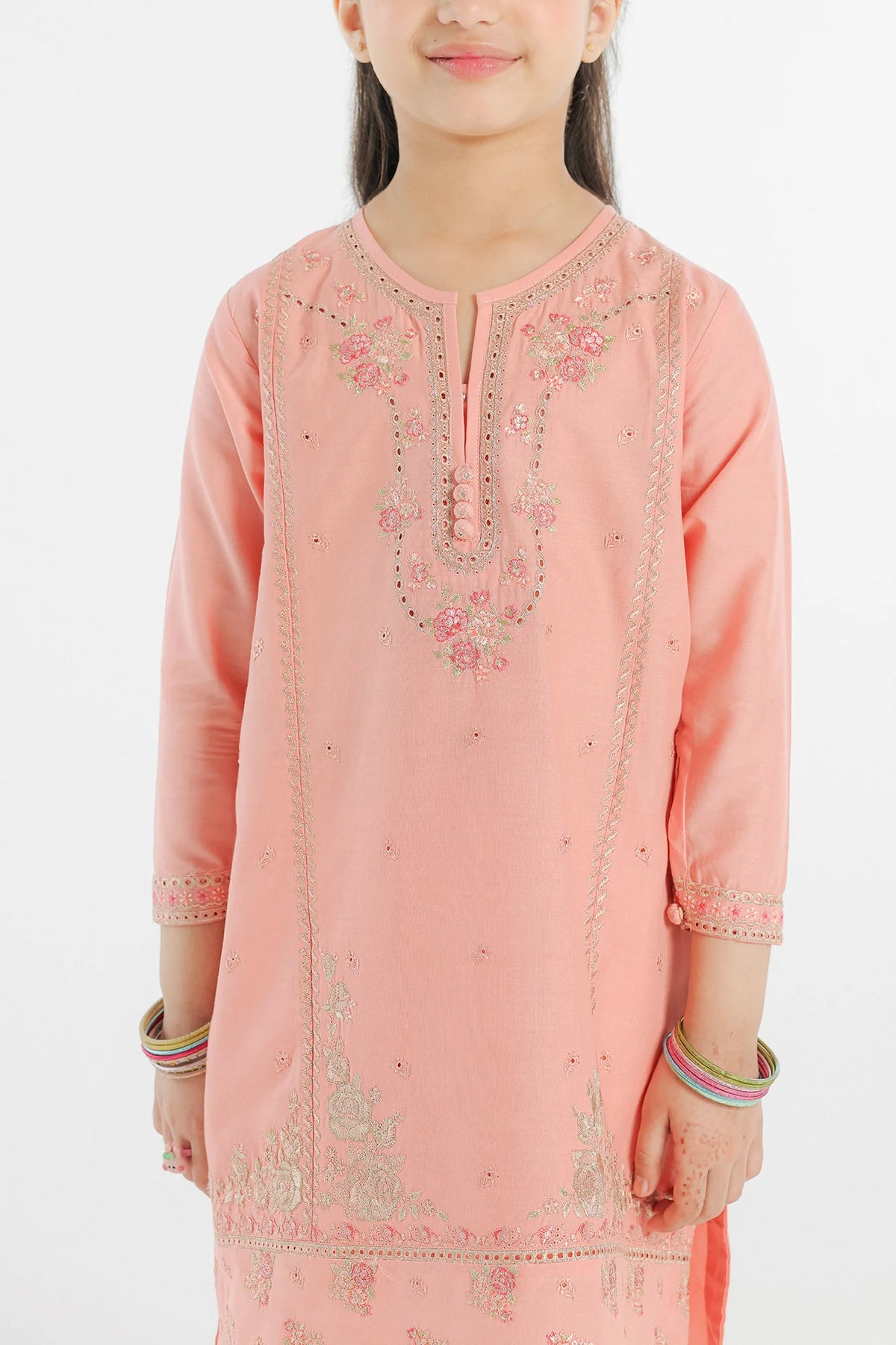 Ethnic - Elegant Embroidered 2 PC Lawn Tea Pink Suit - ETH-307