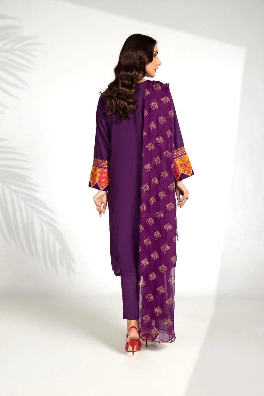 Rear view of Chinyere’s stylish lawn karandi suit – a classic choice for traditional Pakistani clothes for women.