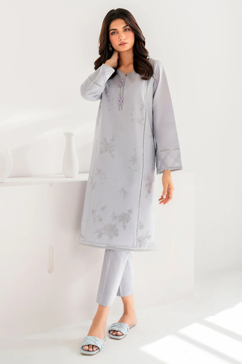 profile of Jazmin’s grey embroidered suit, showcasing detailed embroidery – a premium Punjabi suit in Canada.