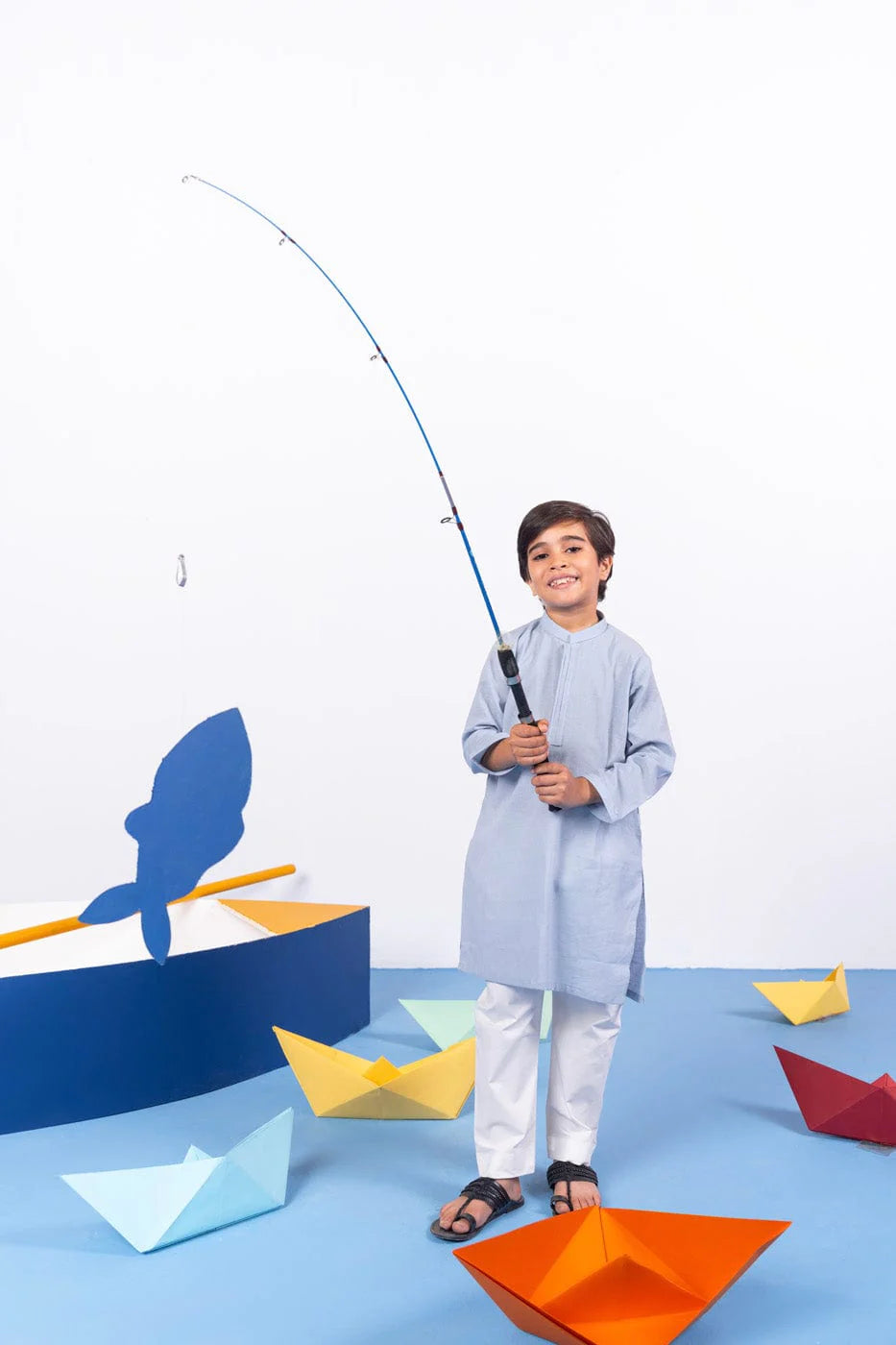 Alkaram blue dyed yarn shirt for boys – a comfortable choice for Pakistani suits online in Canada, perfect for ages 9-10 years.