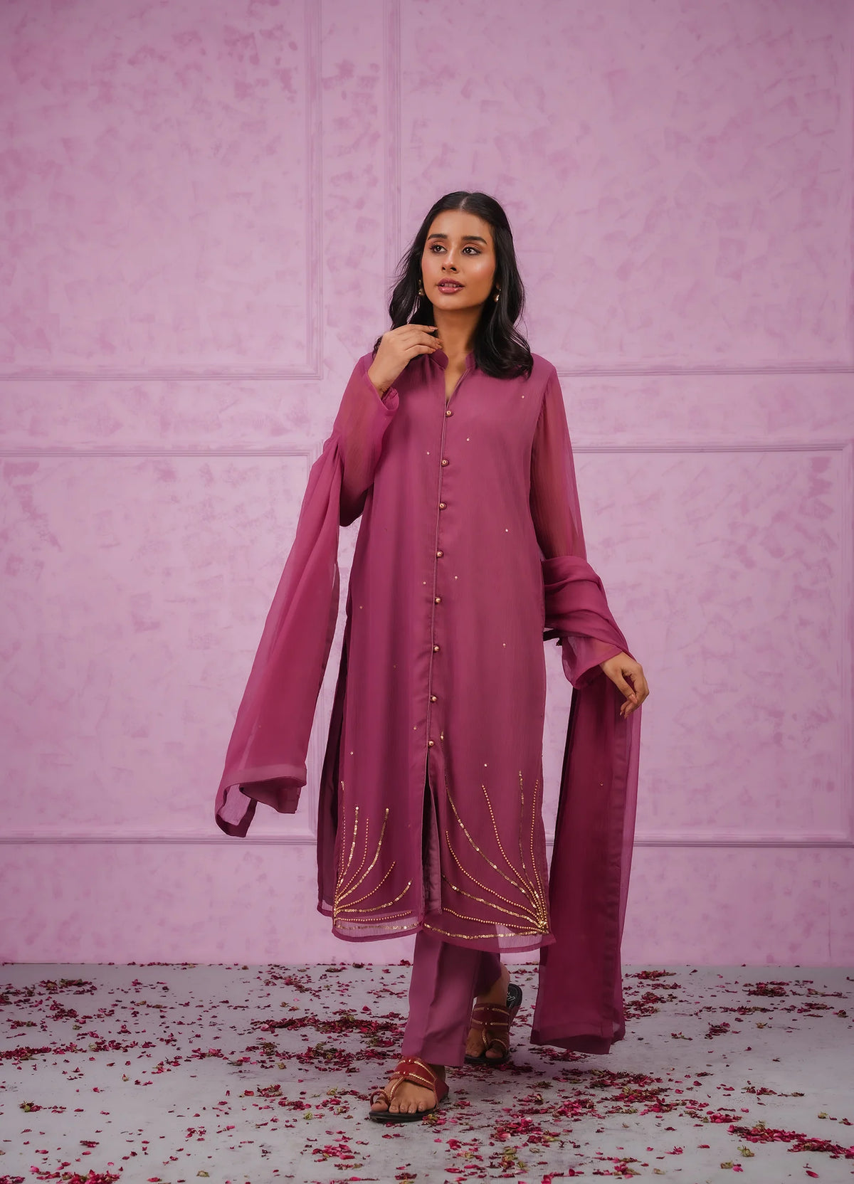 SHEEP - Hand Embellished Stitched Chiffon 3-Piece - SHP-353