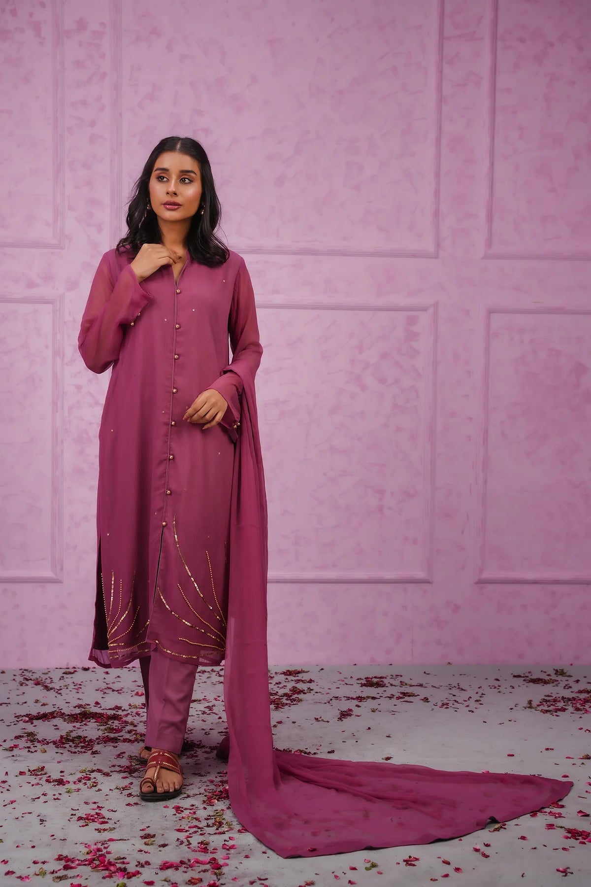 SHEEP - Hand Embellished Stitched Chiffon 3-Piece - SHP-353