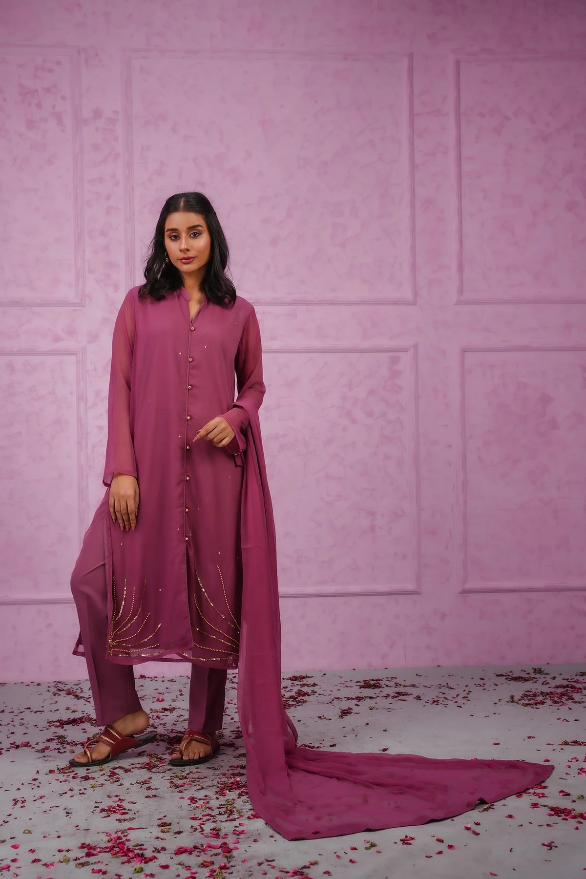 SHEEP - Hand Embellished Stitched Chiffon 3-Piece - SHP-353