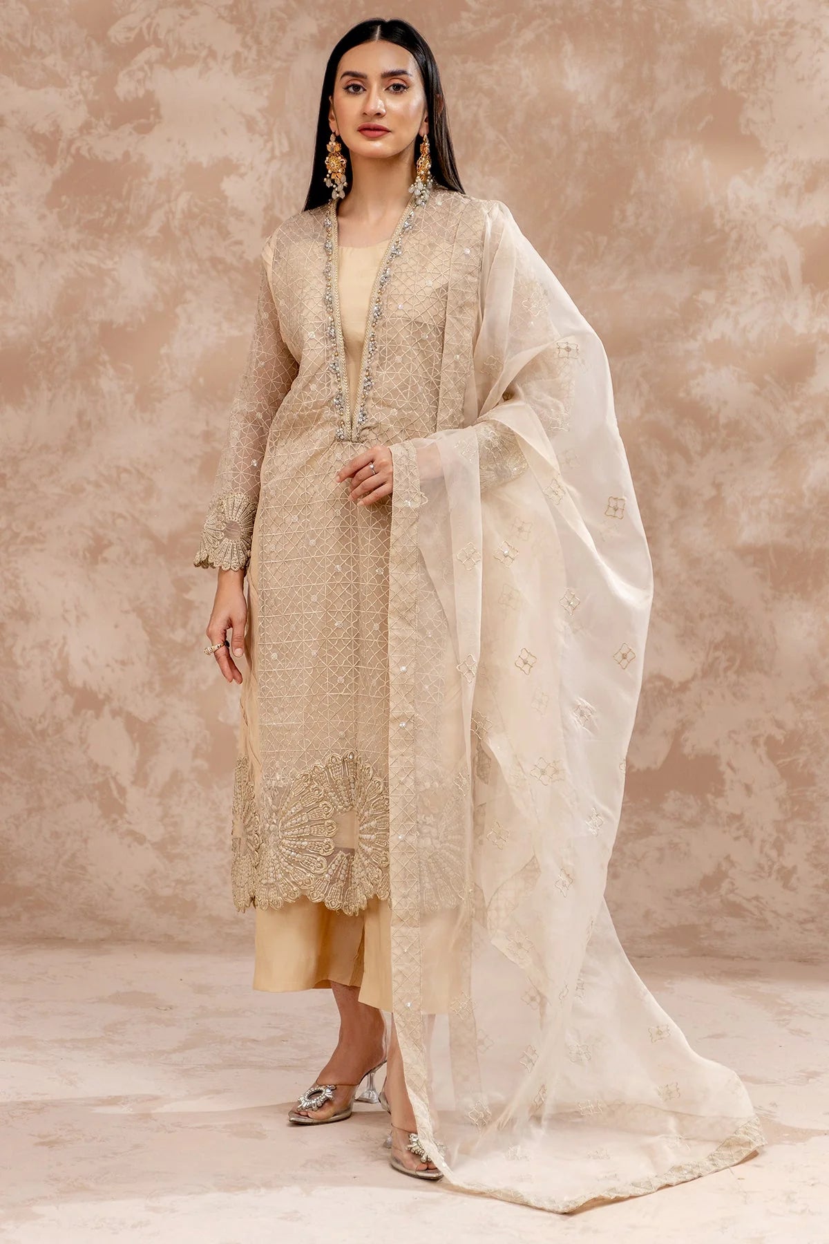 Brand Charizma - Embroidered Organza Shirt with Dupatta & Trouser - CHM-200 - Tarz-e-Mashriq