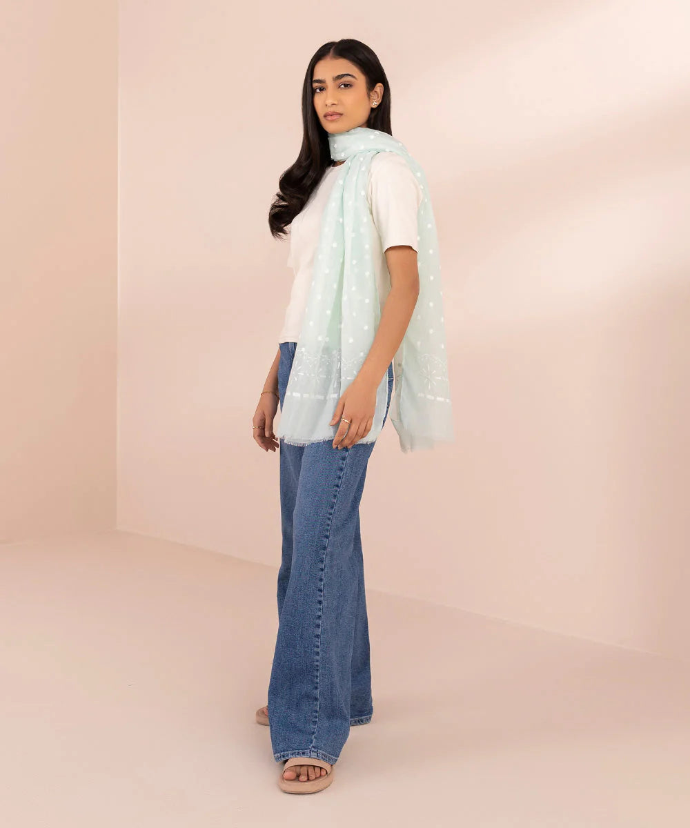 Brand Sapphire - Light Green Printed Scarf  - SAP-132 - Tarz-e-Mashriq