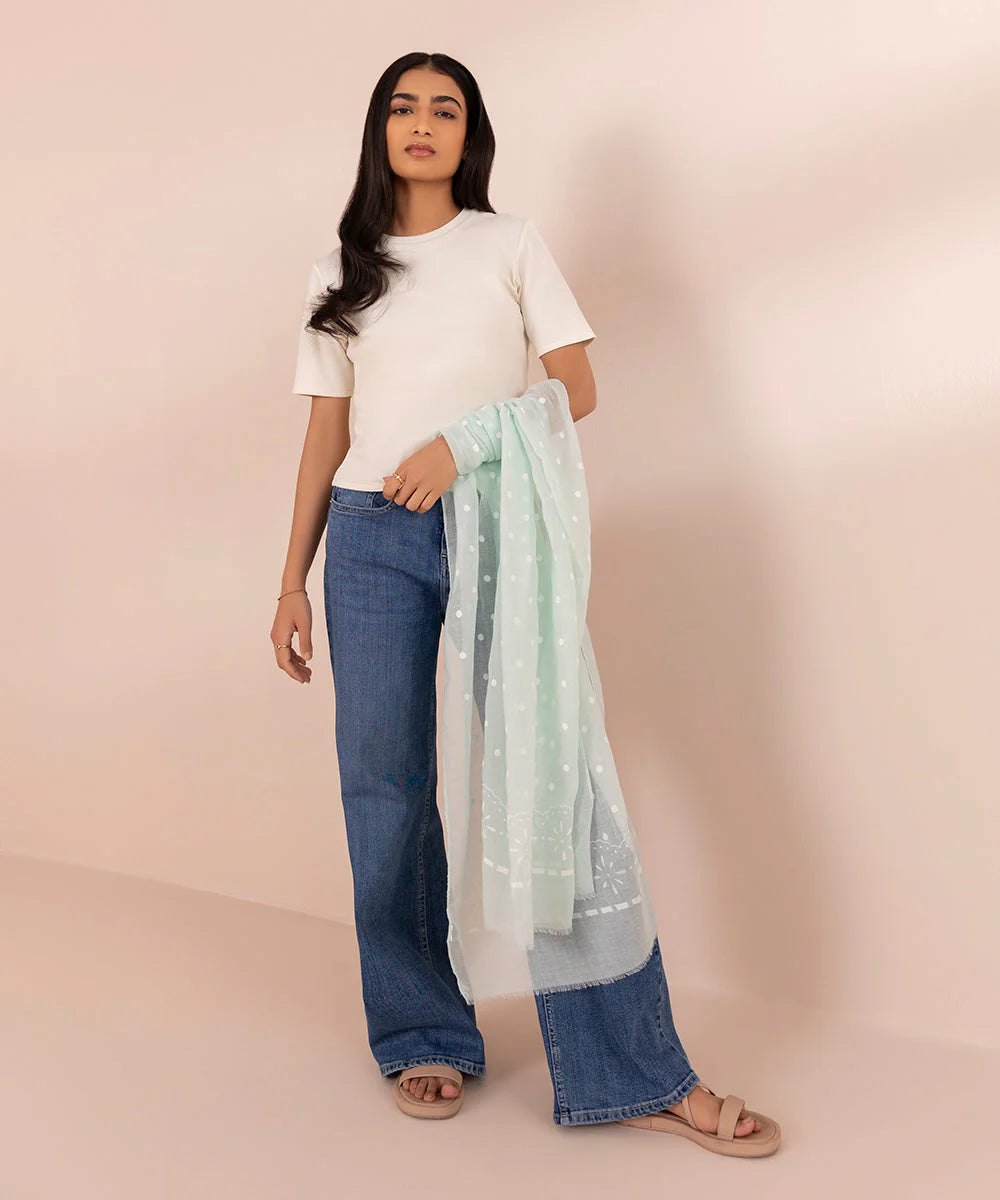 Brand Sapphire - Light Green Printed Scarf  - SAP-132 - Tarz-e-Mashriq