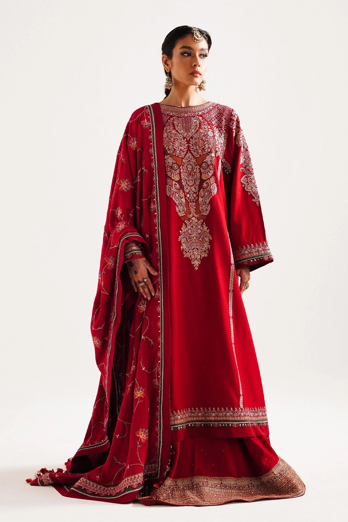 Brand Zara Shahjahan - Embroidered Linen Shirt, Trouser, and Shawl - ZSH-225 - Tarz-e-Mashriq