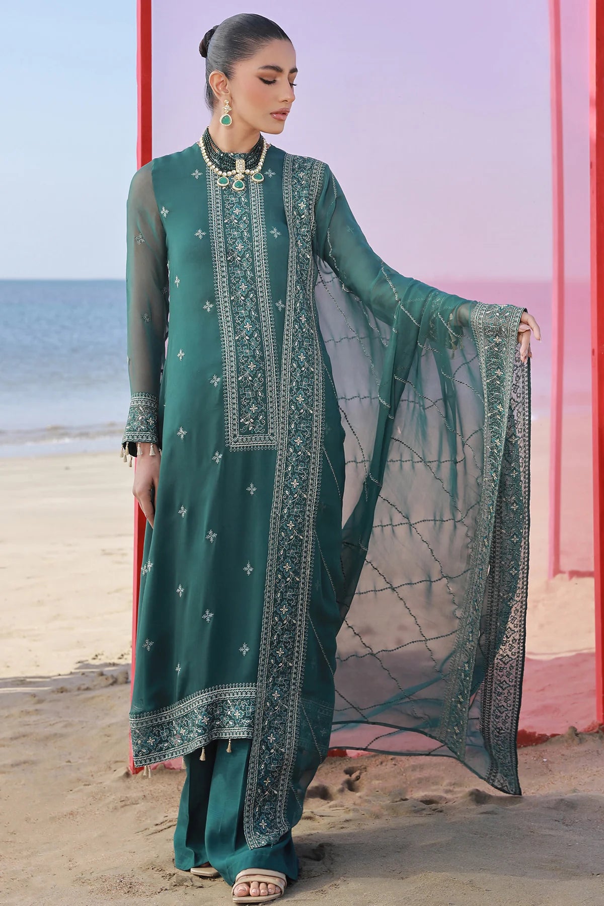 Brand Keyseria - 3 Piece Bamber Chiffon Suit - KAY-227 - Tarz-e-Mashriq