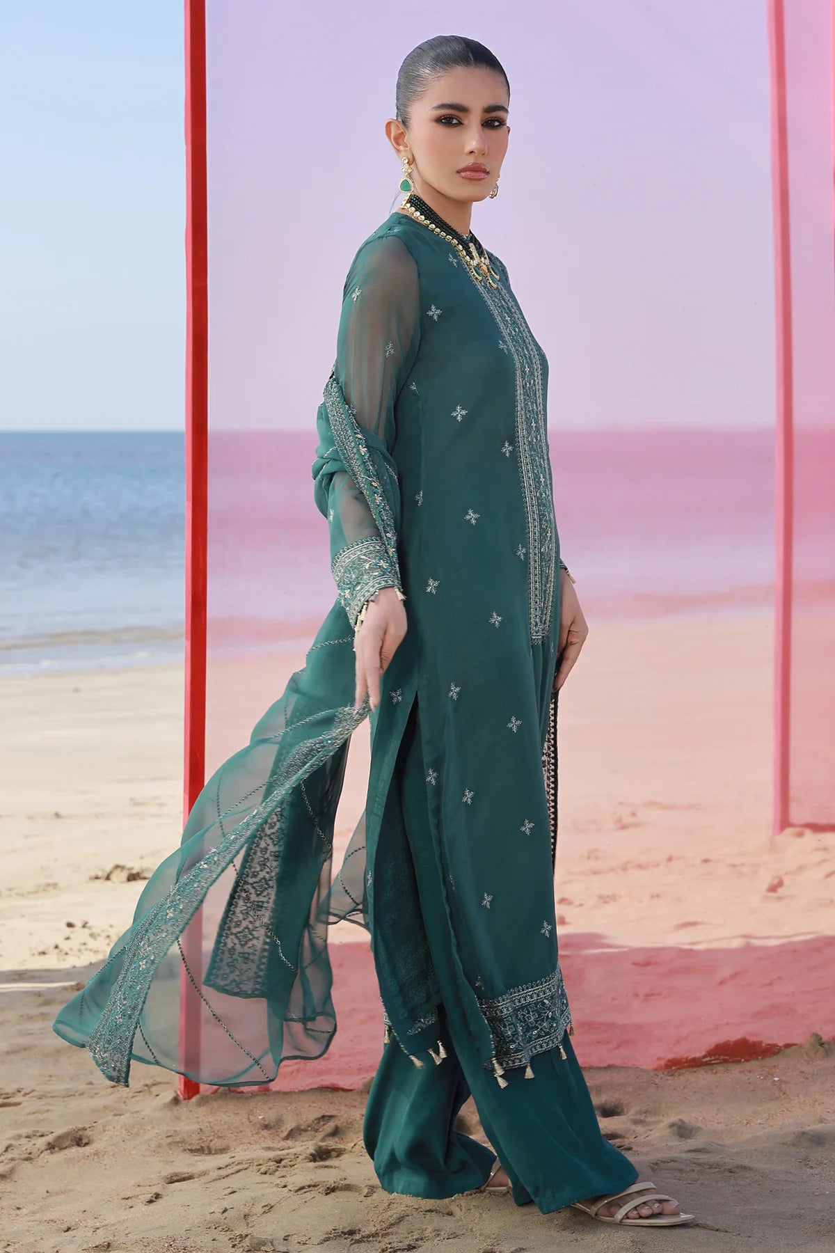 Brand Keyseria - 3 Piece Bamber Chiffon Suit - KAY-227 - Tarz-e-Mashriq