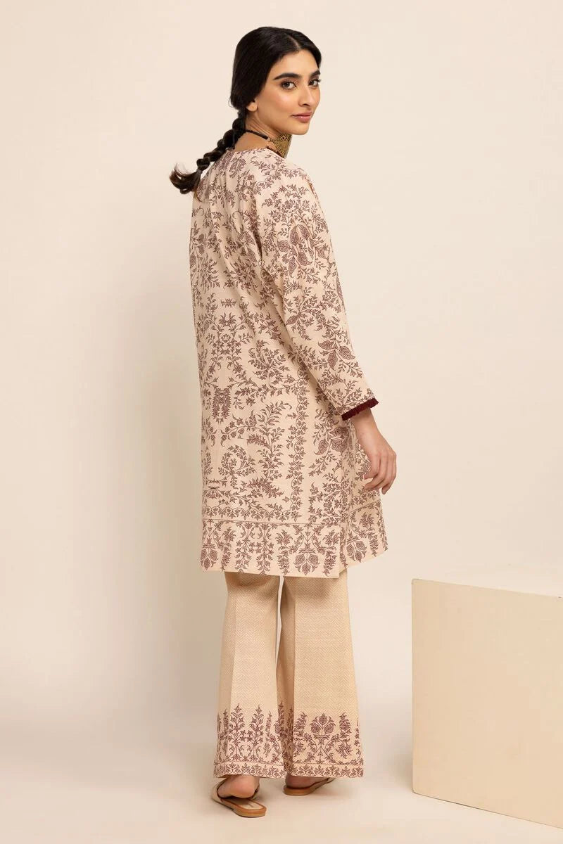 Back view of Khaadi’s winter cotton kurta, showcasing premium craftsmanship in Pakistani suits in Canada.
