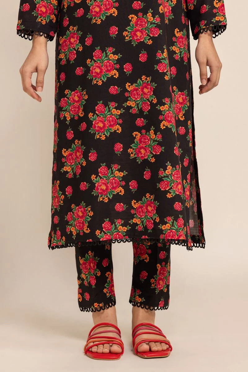 Smart fit smoky black pants from Khaadi – a stylish addition to traditional Pakistani clothes in Canada, made from premium viscose cotton.