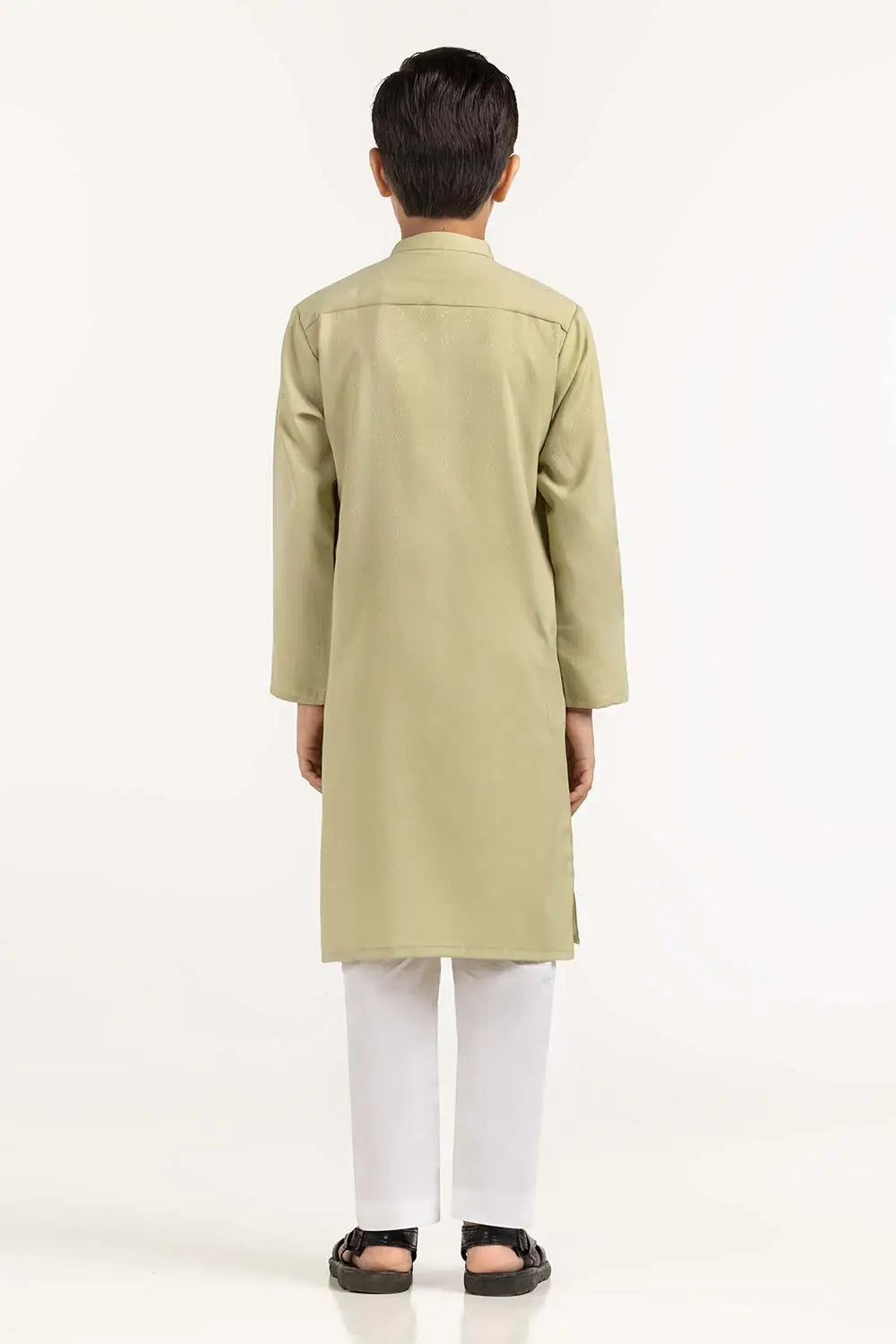 Rear view of the dark vanilla kurta by GulAhmed, ideal for casual occasions – shop Pakistani suits for kids in Canada.
