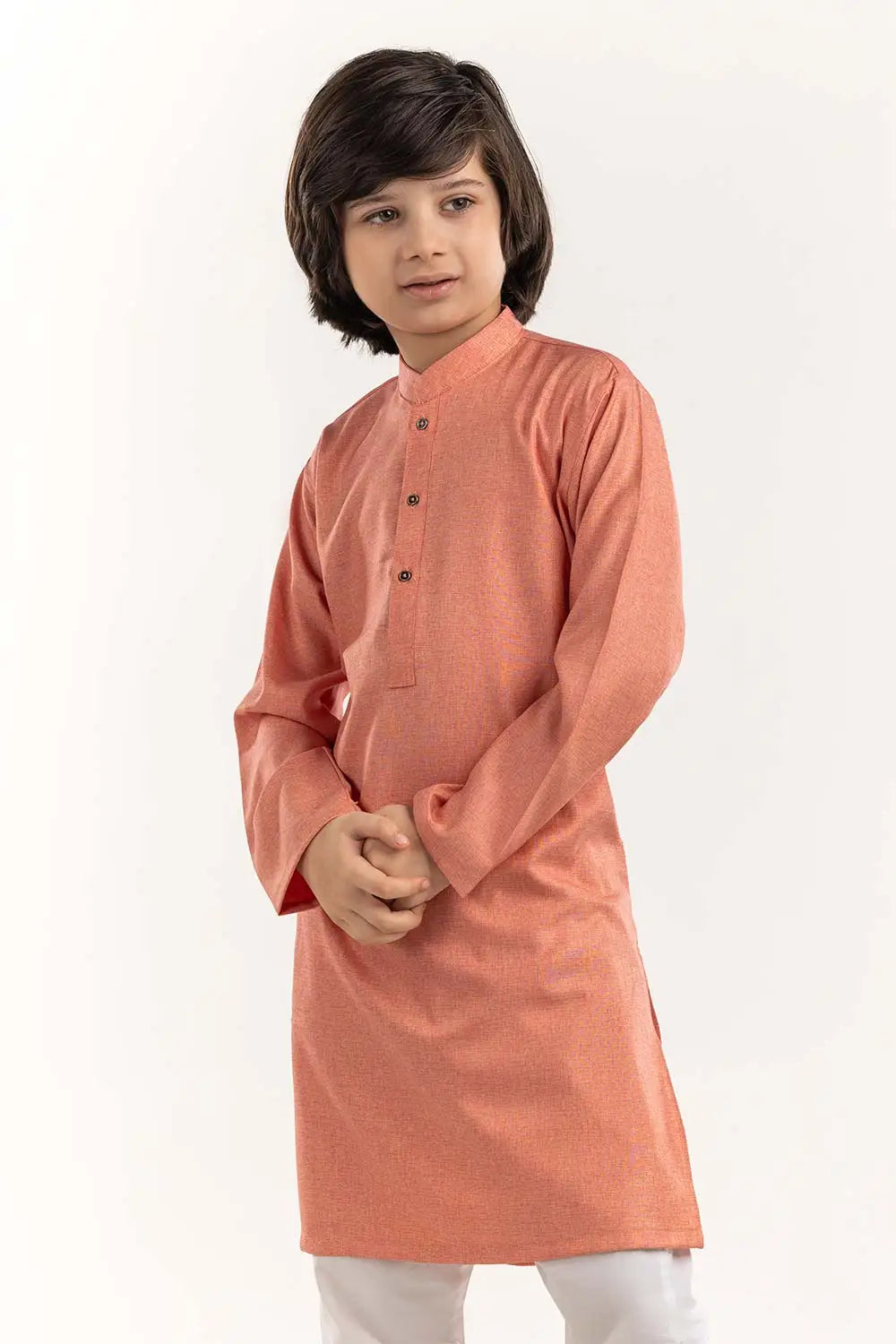 Elegant peach kurta by Gulahmed – premium quality Punjabi suits for kids in Canada, available in multiple sizes.
