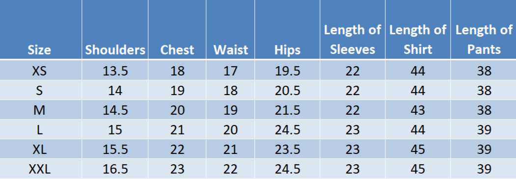 Size chart for SHEEP Pakistani cotton net 3-piece suit showing measurements for XS to XXL including shoulders, chest, waist, hips, sleeve length, shirt length, and pants length in inches
