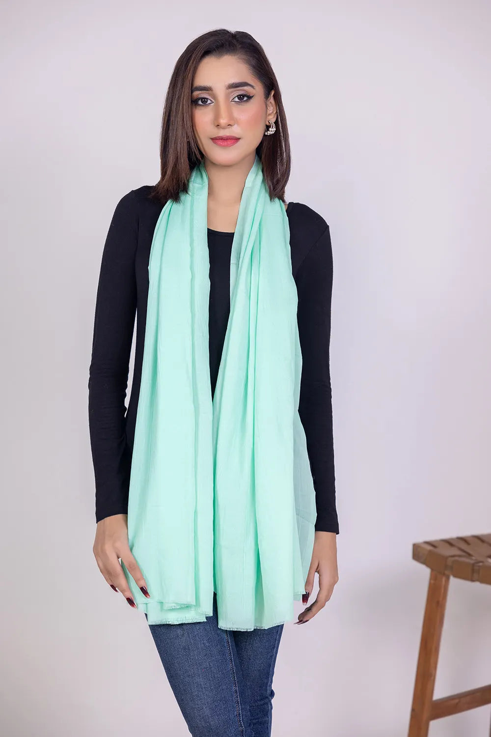 Brand GulAhmed - Solid Green Scarf - GUL-161 - Tarz-e-Mashriq