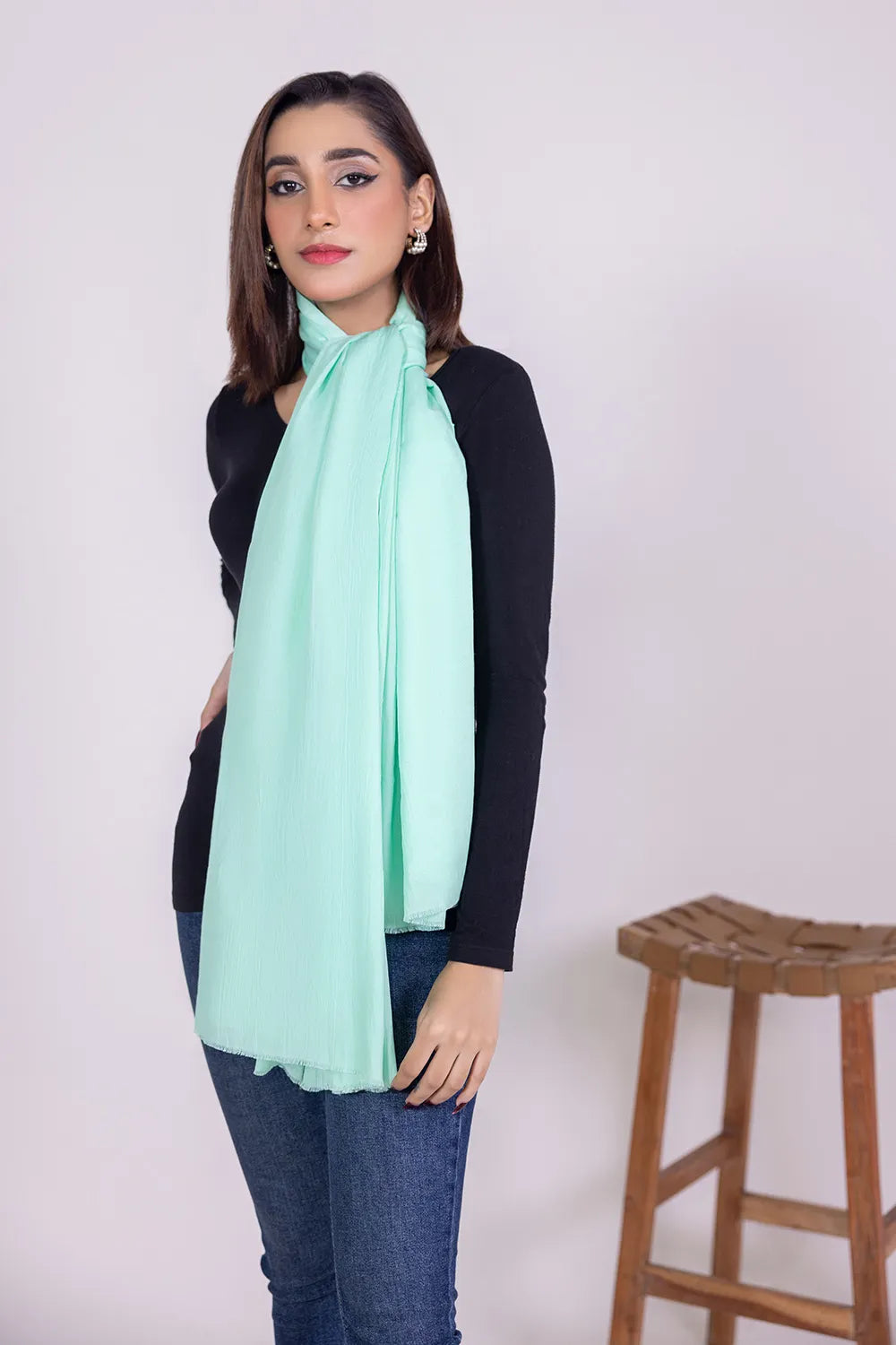 Brand GulAhmed - Solid Green Scarf - GUL-161 - Tarz-e-Mashriq