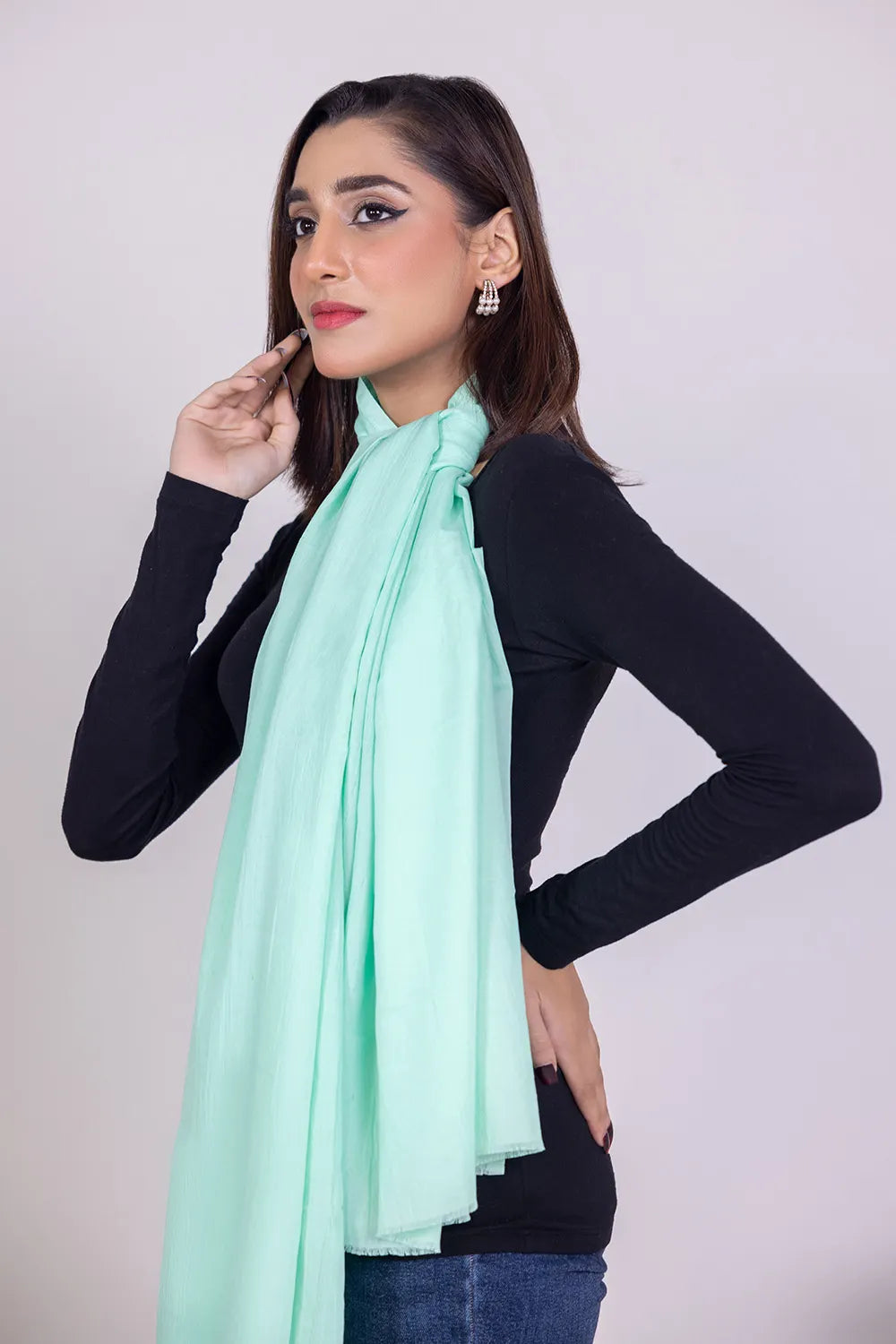 Brand GulAhmed - Solid Green Scarf - GUL-161 - Tarz-e-Mashriq