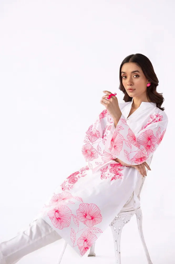 GulAhmed’s cambric shirt, showcasing its intricate block print – a premium choice for Punjabi suits in Canada.