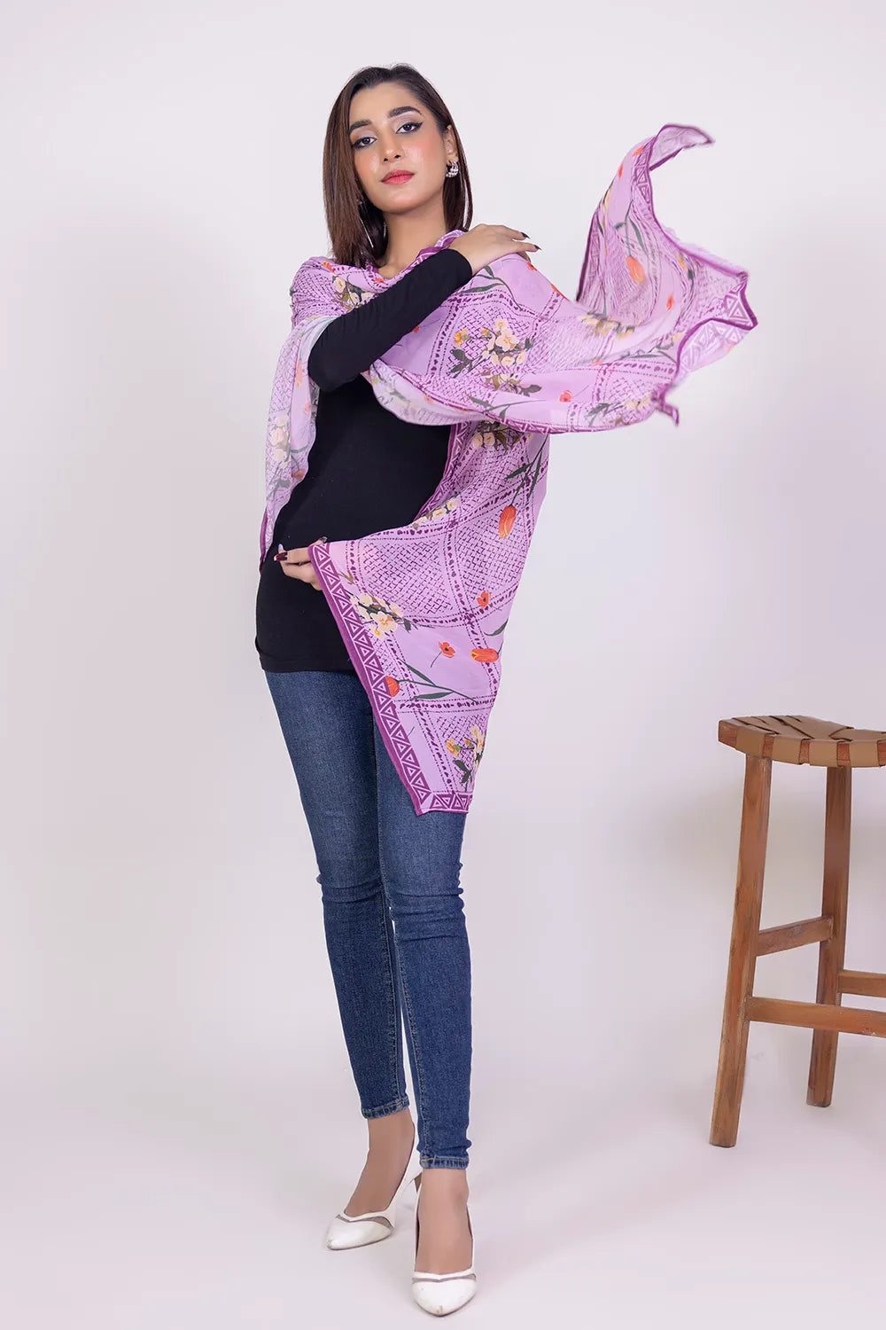 Brand GulAhmed - Odhani Printed Scarf - GUL-147 - Tarz-e-Mashriq