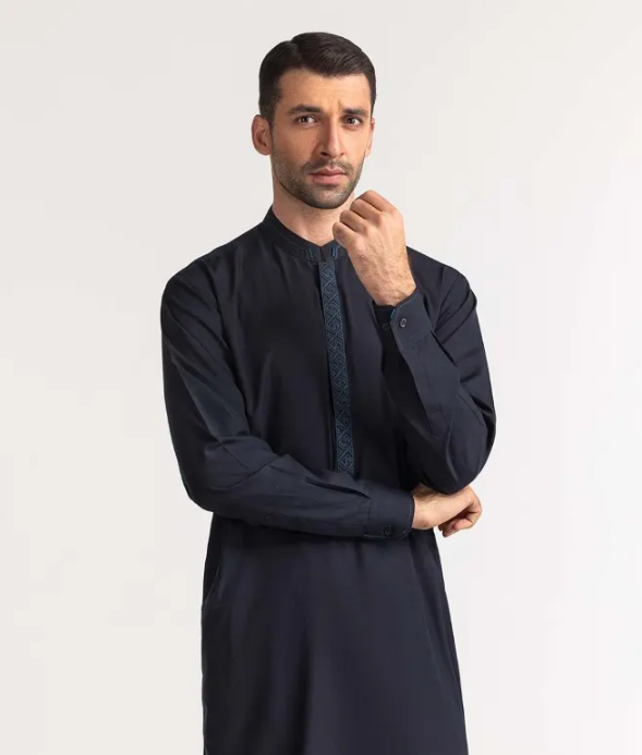 Pakistani men's clothing from Gul Ahmed – elegant traditional shalwar kameez and designer suits available in Canada.