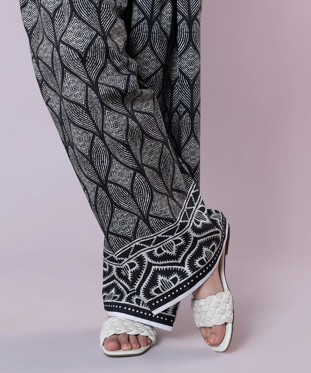 Brand Sapphire - Black Printed Cambric Shalwar - SAP-218 - Tarz-e-Mashriq