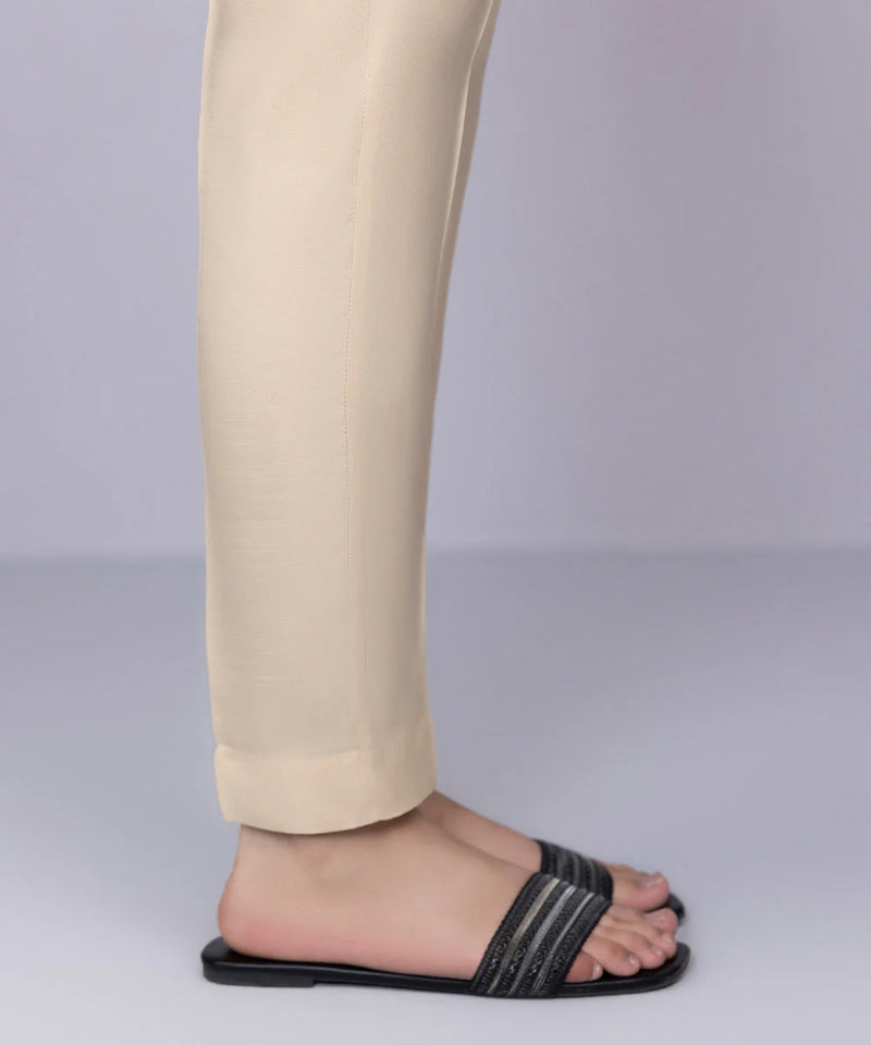 Brand Sapphire - Beige Raw Silk Cigarette Pants - SAP-219 - Tarz-e-Mashriq