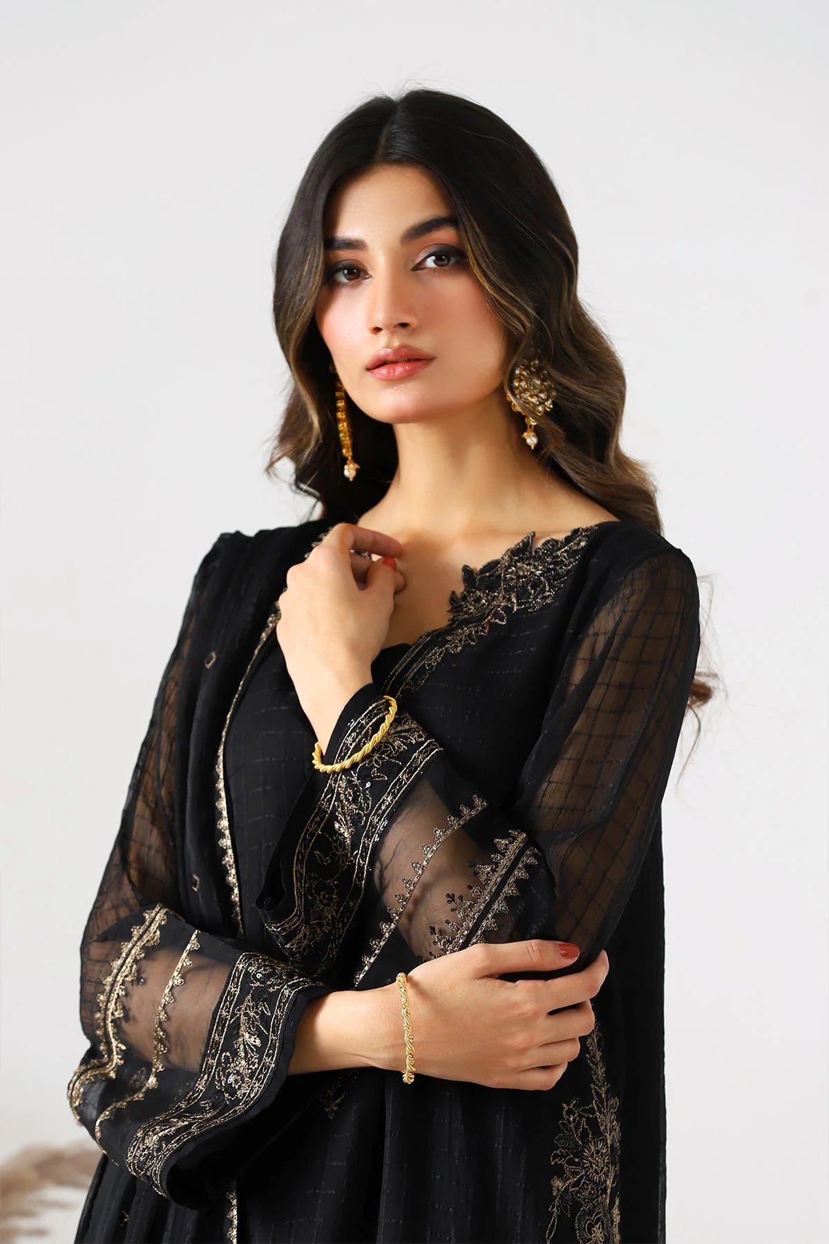 Brand Charizma - 3-PC Embroidered Chiffon Shirt with Chiffon Dupatta and Trouser - CHM-207 - Tarz-e-Mashriq