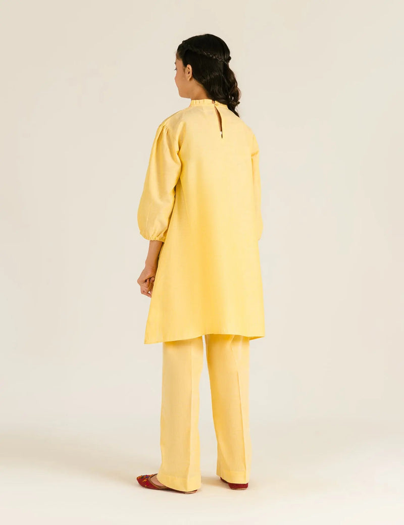 Neon yellow embroidered 2PC suit for kids by Beechtree – shop Pakistani suits in Canada for a trendy traditional look.