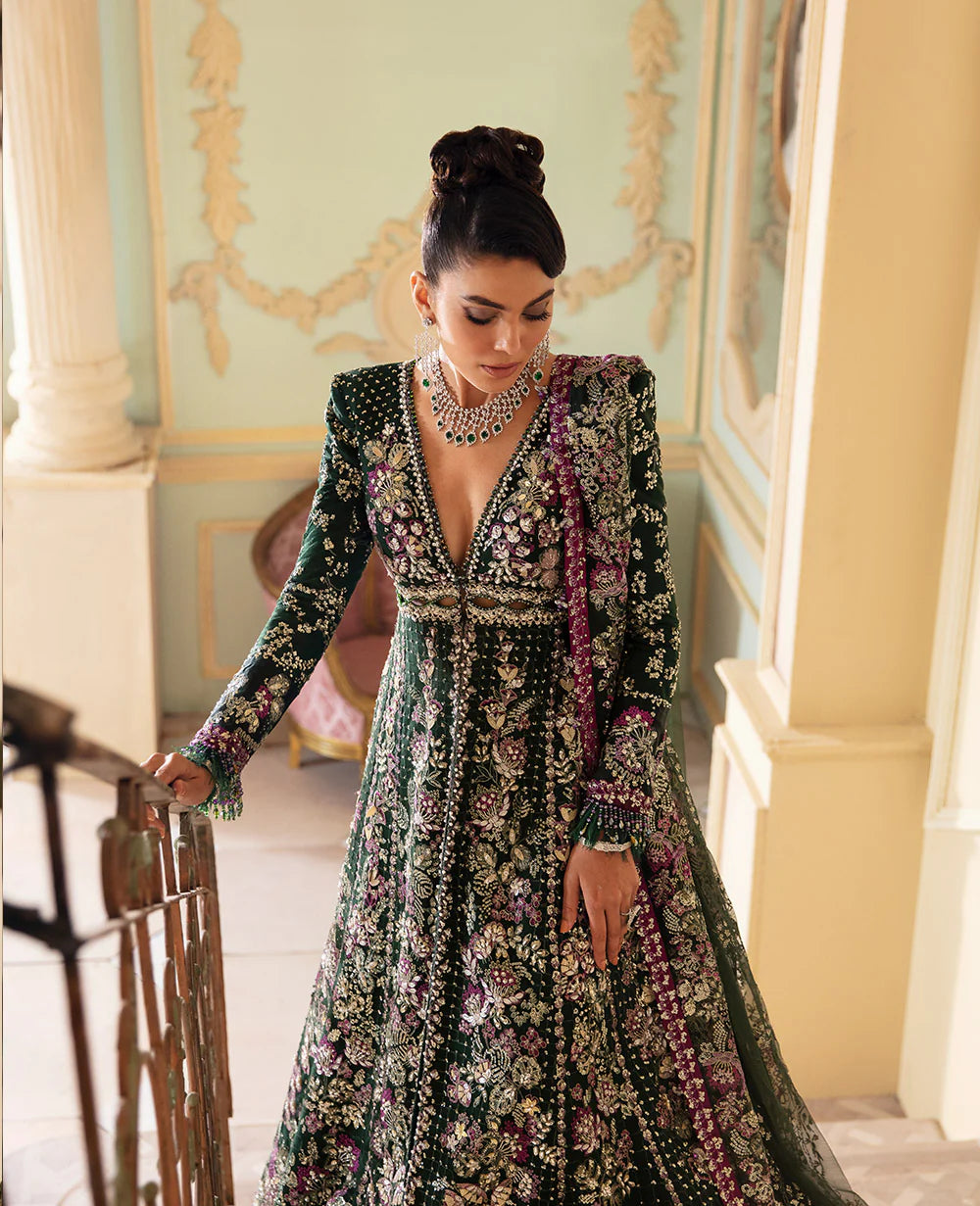 Brand Republic Womenswear - Forest Green Net Embroidered Formal Outfit - REP-216 - Tarz-e-Mashriq
