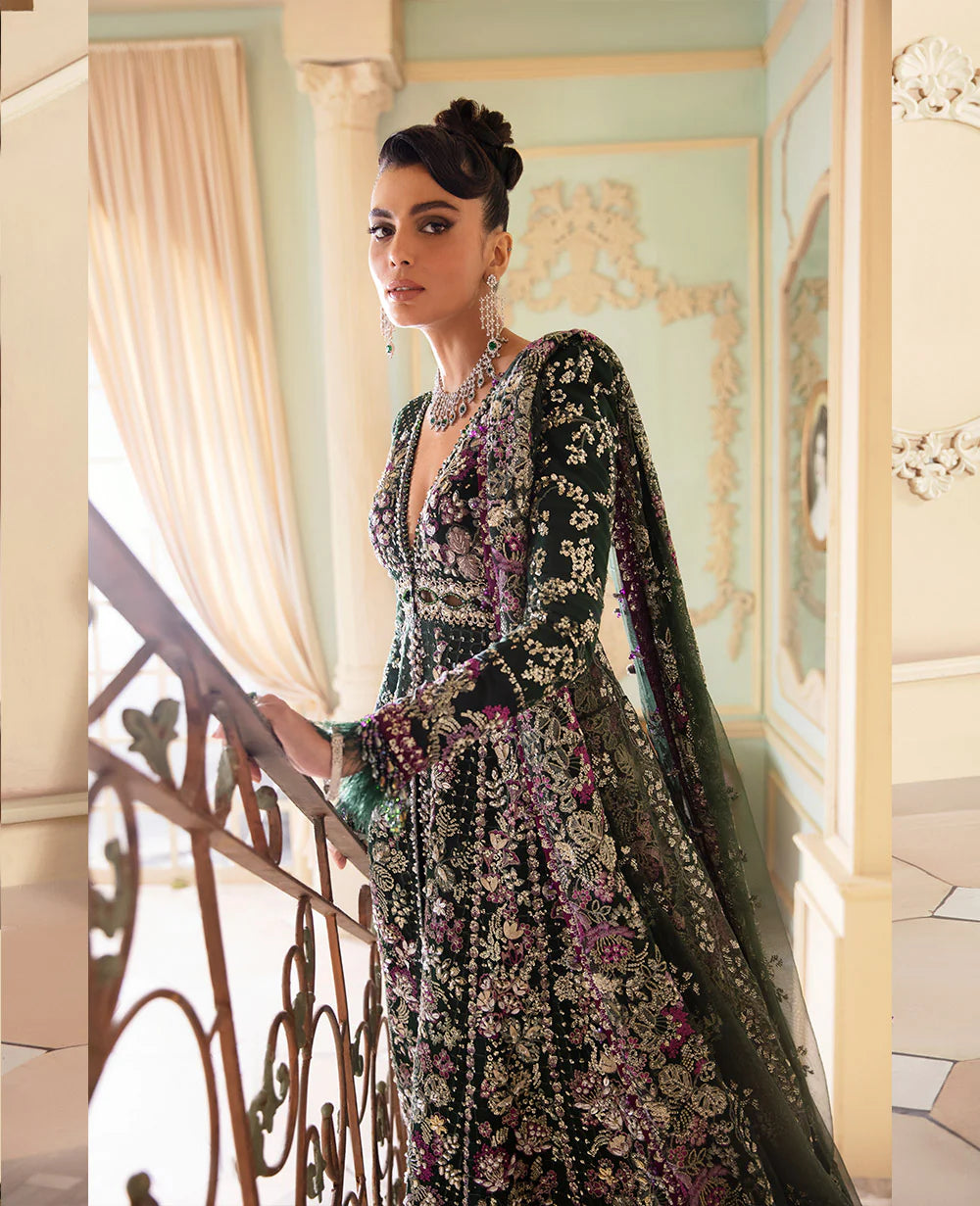 Brand Republic Womenswear - Forest Green Net Embroidered Formal Outfit - REP-216 - Tarz-e-Mashriq