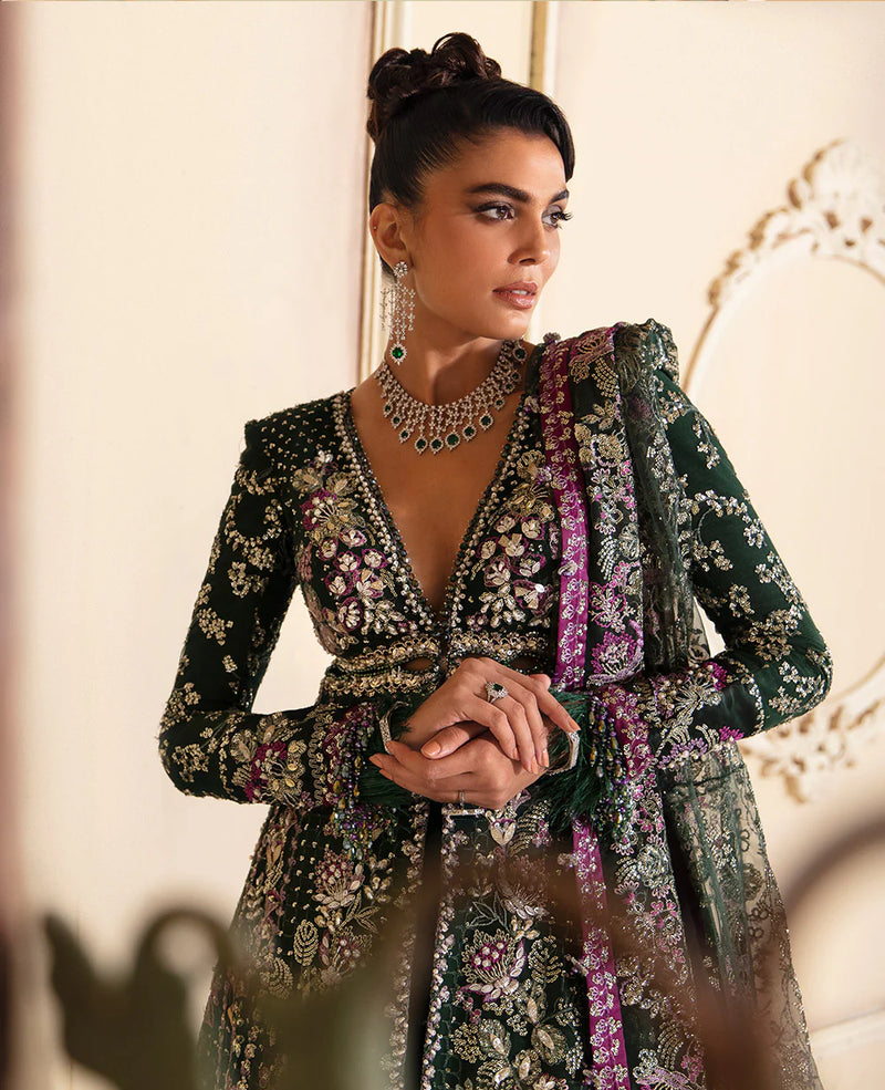 Brand Republic Womenswear - Forest Green Net Embroidered Formal Outfit - REP-216 - Tarz-e-Mashriq