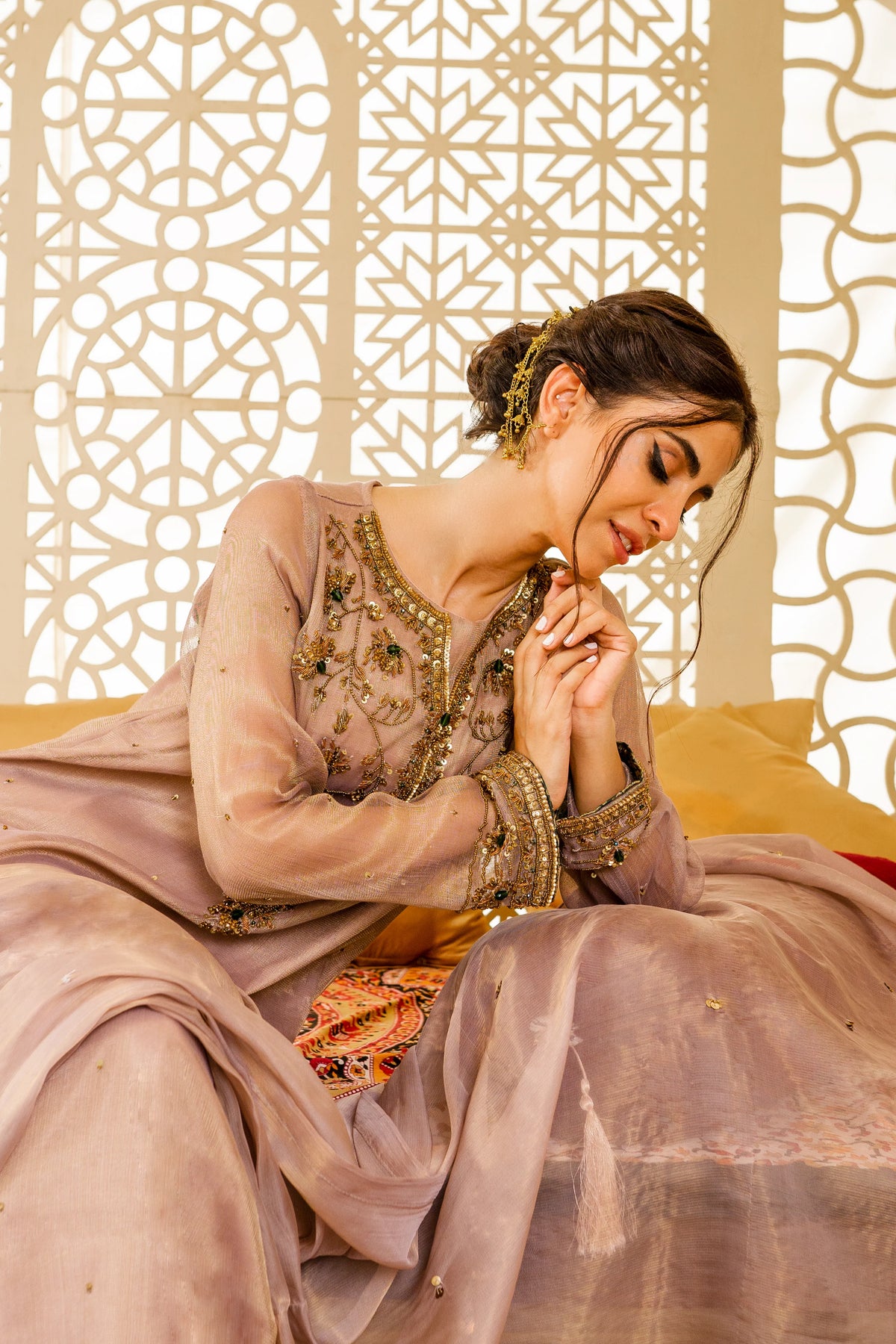SHEEP - Cressida Hand Embellished Shirt with Pants & Dupatta 3-Piece Stitched - SHP-359