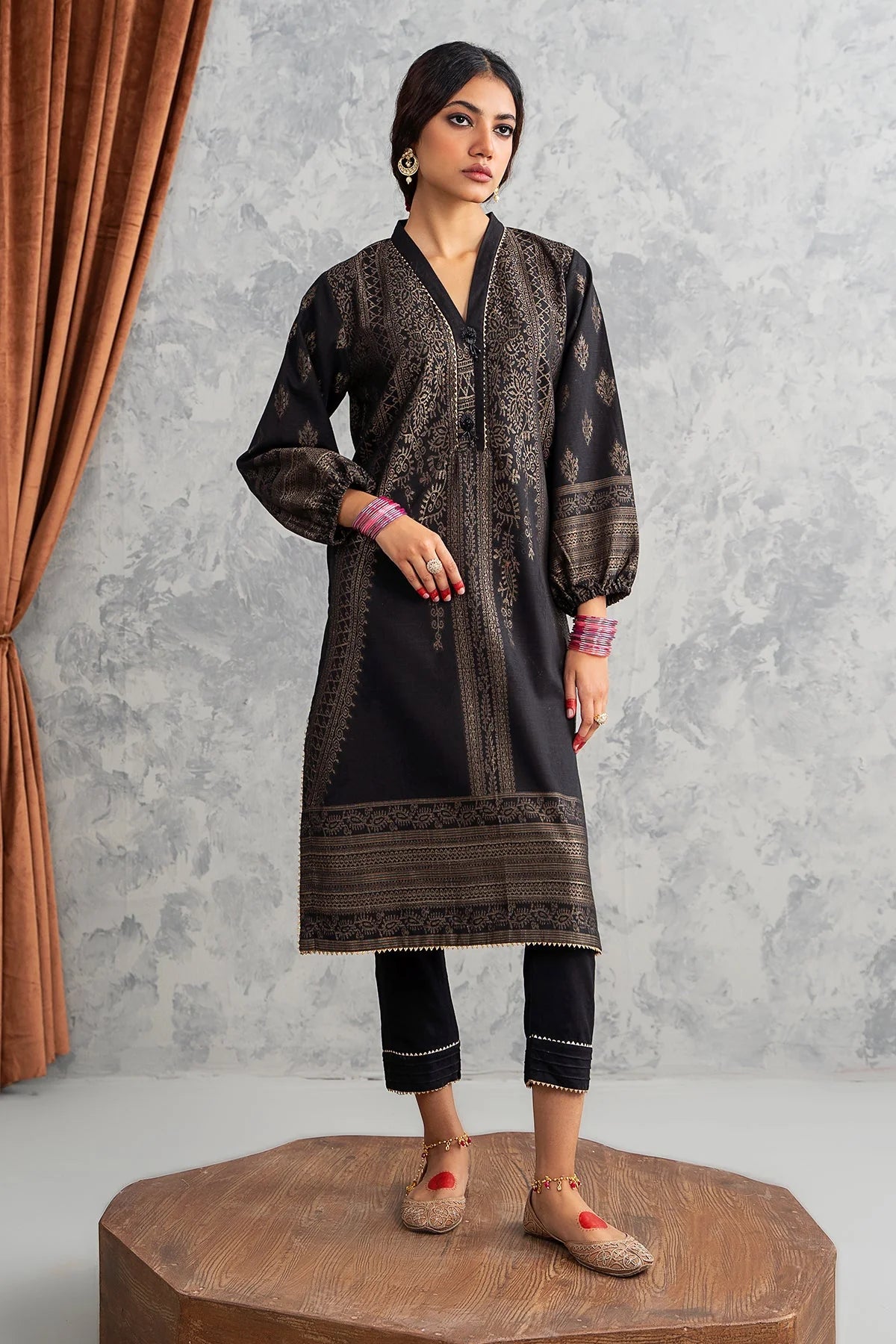 Explore this elegant Charizma black khaddar shirt, a premium addition to Punjabi suits in Canada, designed for comfort and style.