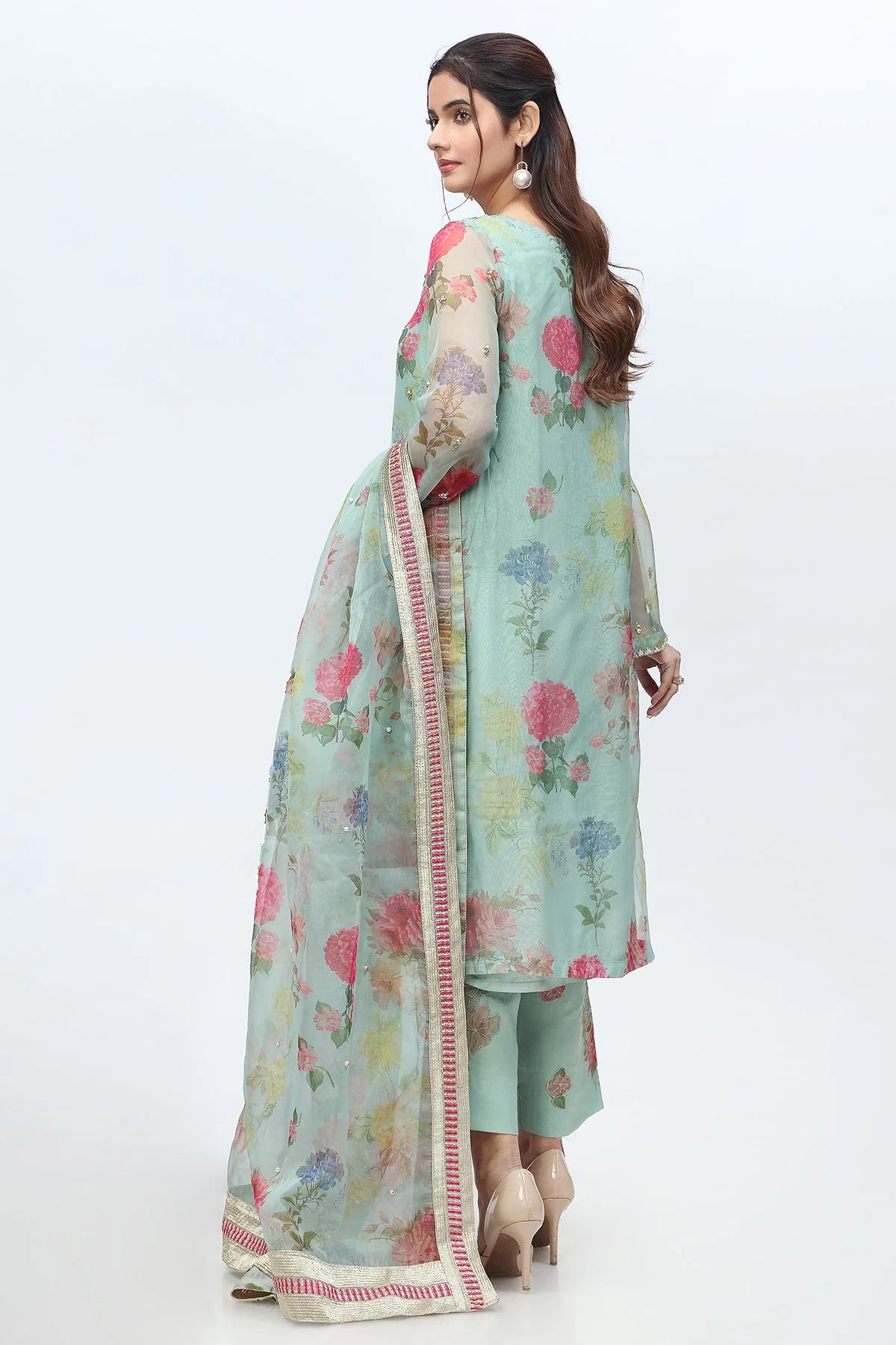 Back view of the Charizma embroidered suit, crafted with premium fabric – an ideal pick for Pakistani suits Canada shoppers.