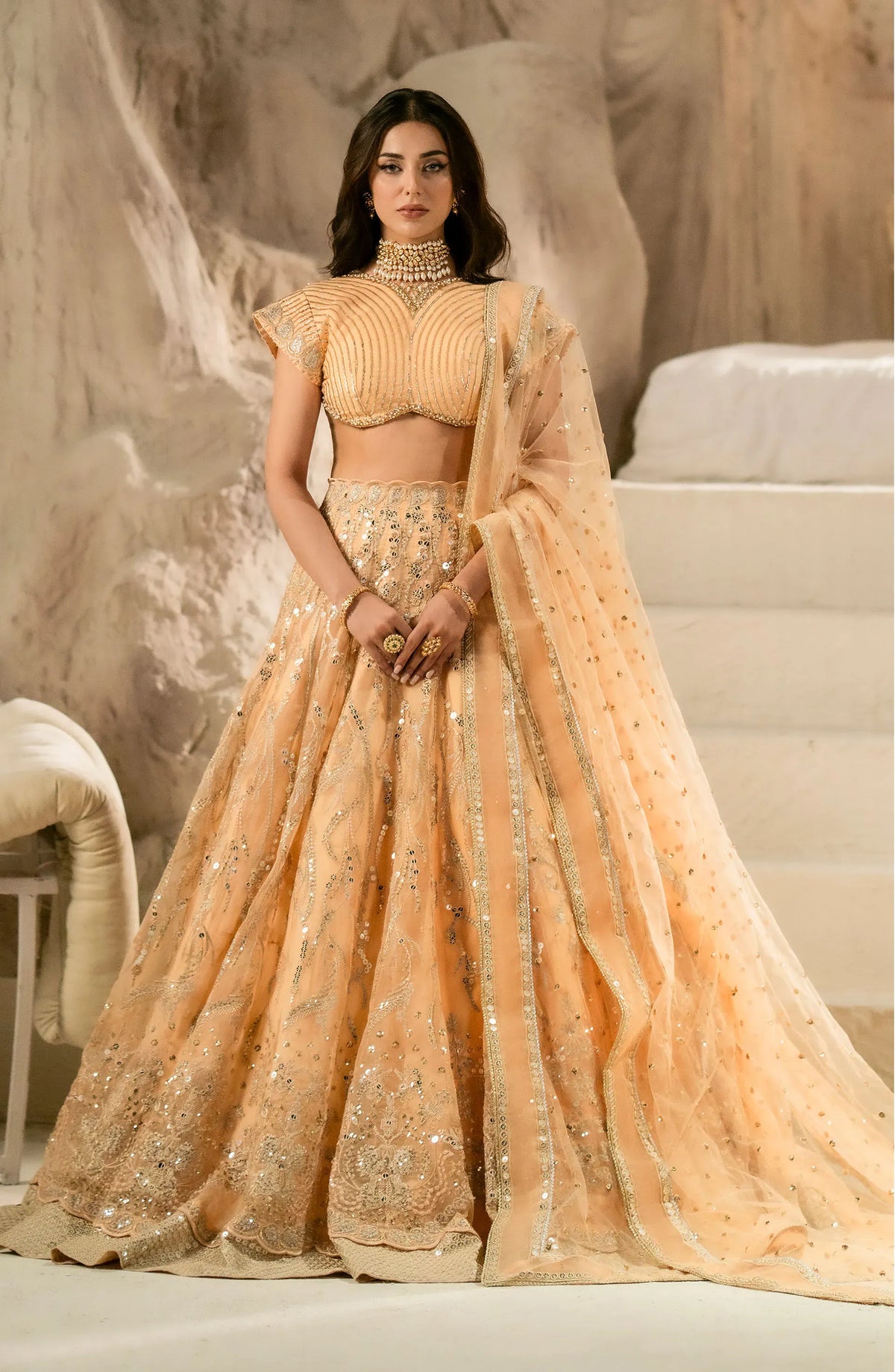 Brand Maryum and Maria - Arya Embroidered Organza Wedding Dress - MNM-228 - Tarz-e-Mashriq