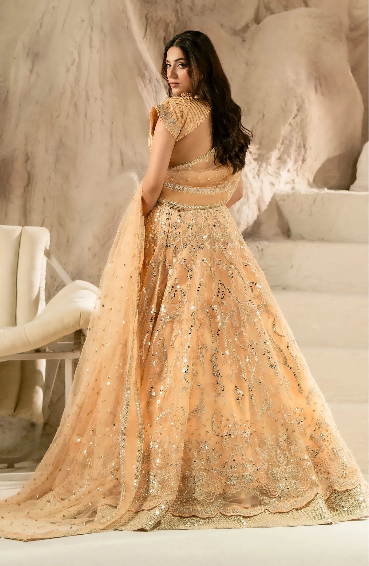 Brand Maryum and Maria - Arya Embroidered Organza Wedding Dress - MNM-228 - Tarz-e-Mashriq