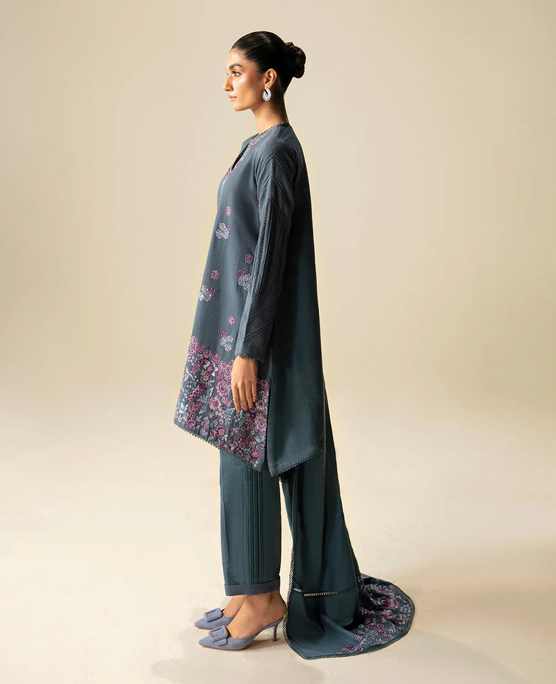 Brand Republic Womenswear - Elegant Grey Khaddar Outfit - REP-213 - Tarz-e-Mashriq