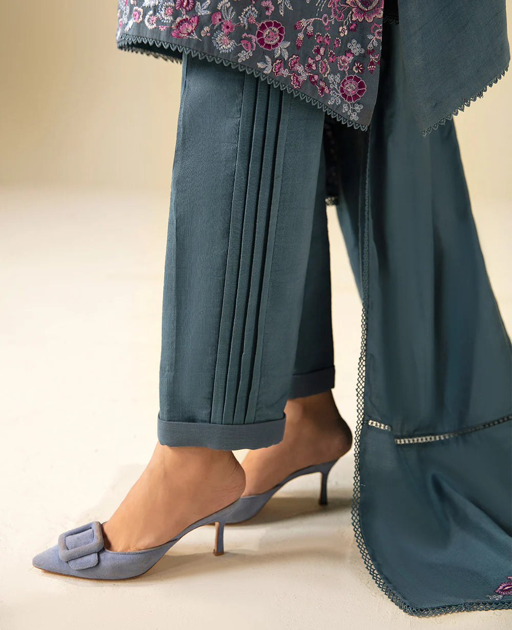 Brand Republic Womenswear - Elegant Grey Khaddar Outfit - REP-213 - Tarz-e-Mashriq