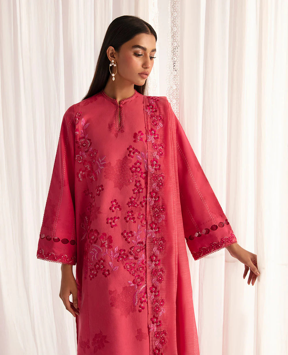 Brand Republic Womenswear - Coral Dobby Jacquard Embroidered Outfit - REP-215 - Tarz-e-Mashriq