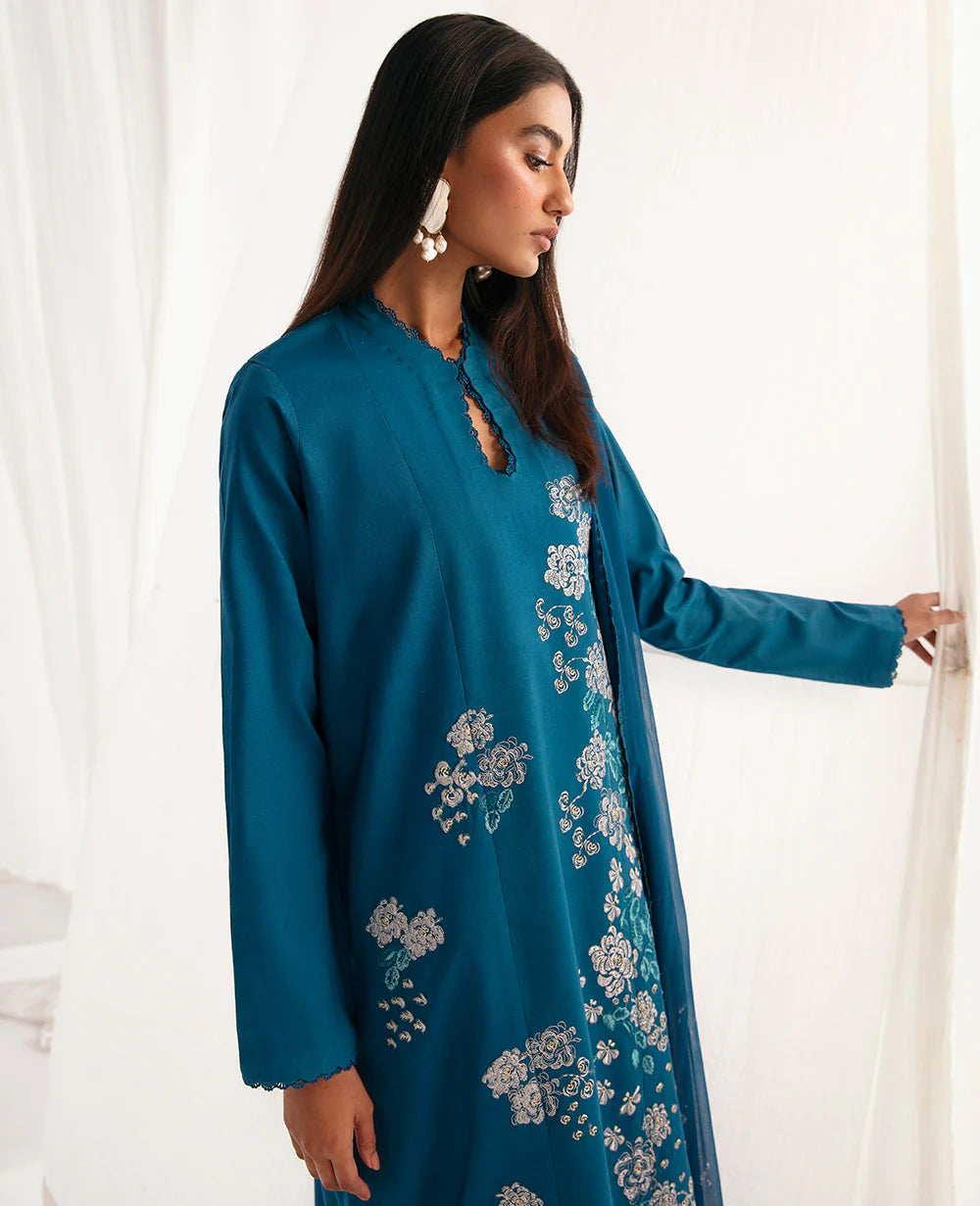 Brand Republic Womenswear - Ocean Blue Embroidered Lawn Outfit - REP-214 - Tarz-e-Mashriq