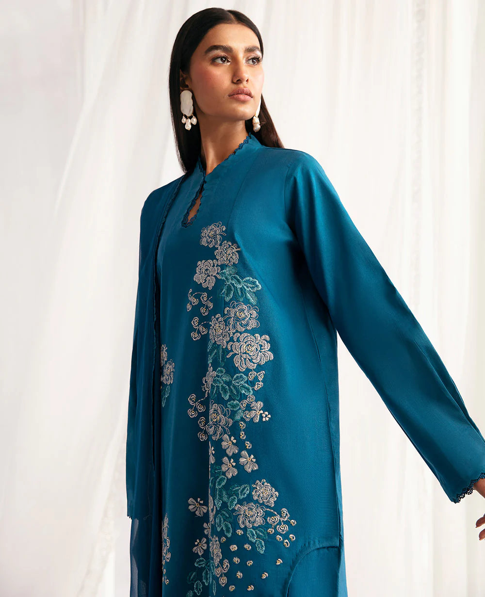 Brand Republic Womenswear - Ocean Blue Embroidered Lawn Outfit - REP-214 - Tarz-e-Mashriq