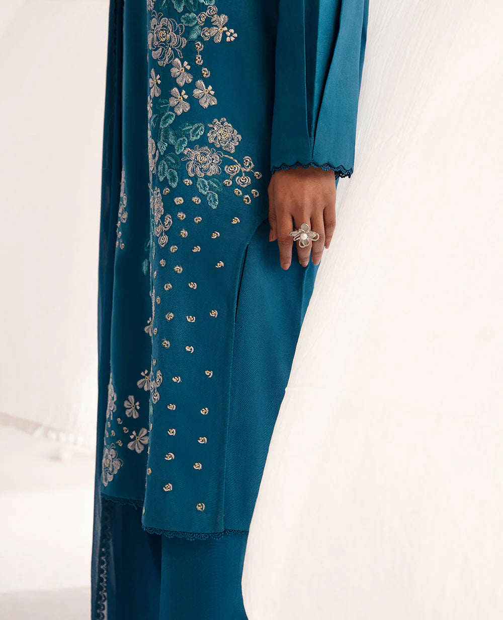 Brand Republic Womenswear - Ocean Blue Embroidered Lawn Outfit - REP-214 - Tarz-e-Mashriq