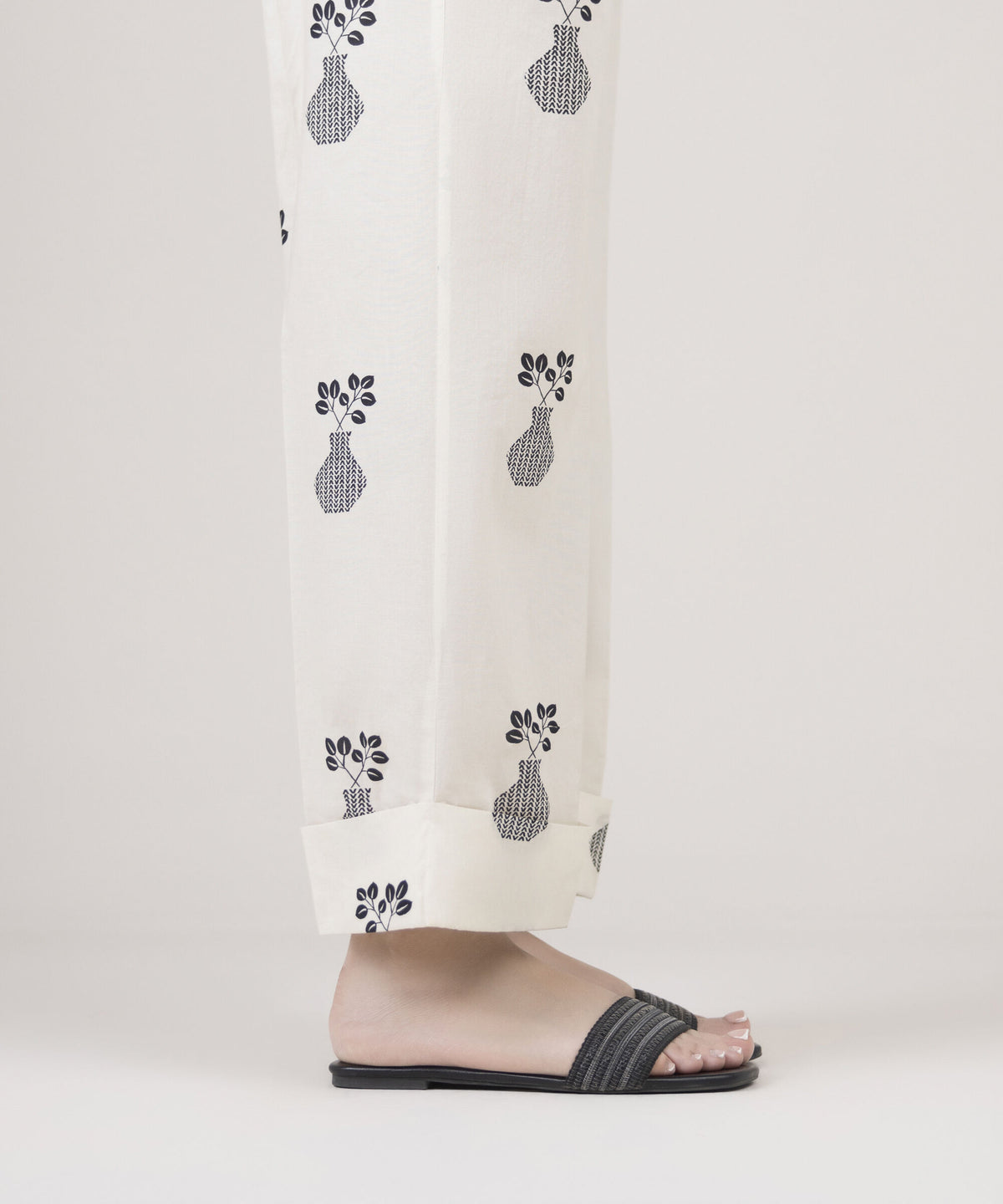 Printed Cambric Straight Pants - SAPPHIRE- 387 - Tarz-e-Mashriq