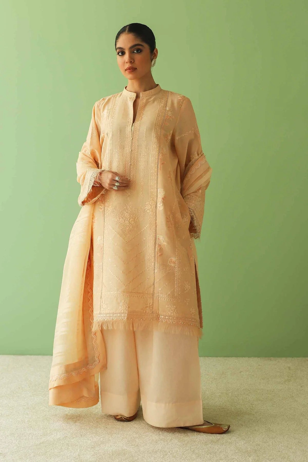 Zara Shahjahan Embroidered Lawn 3 Piece Suit - Tarz-e-Mashriq